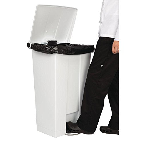 Rubbermaid Commercial Products Step-On Trash Can with Lid, 23-Gallon, White, Hands-Free Sanitary Use Garbage Can for Medical Waste in Hospitals/Lab/Emergency/Patient Rooms
