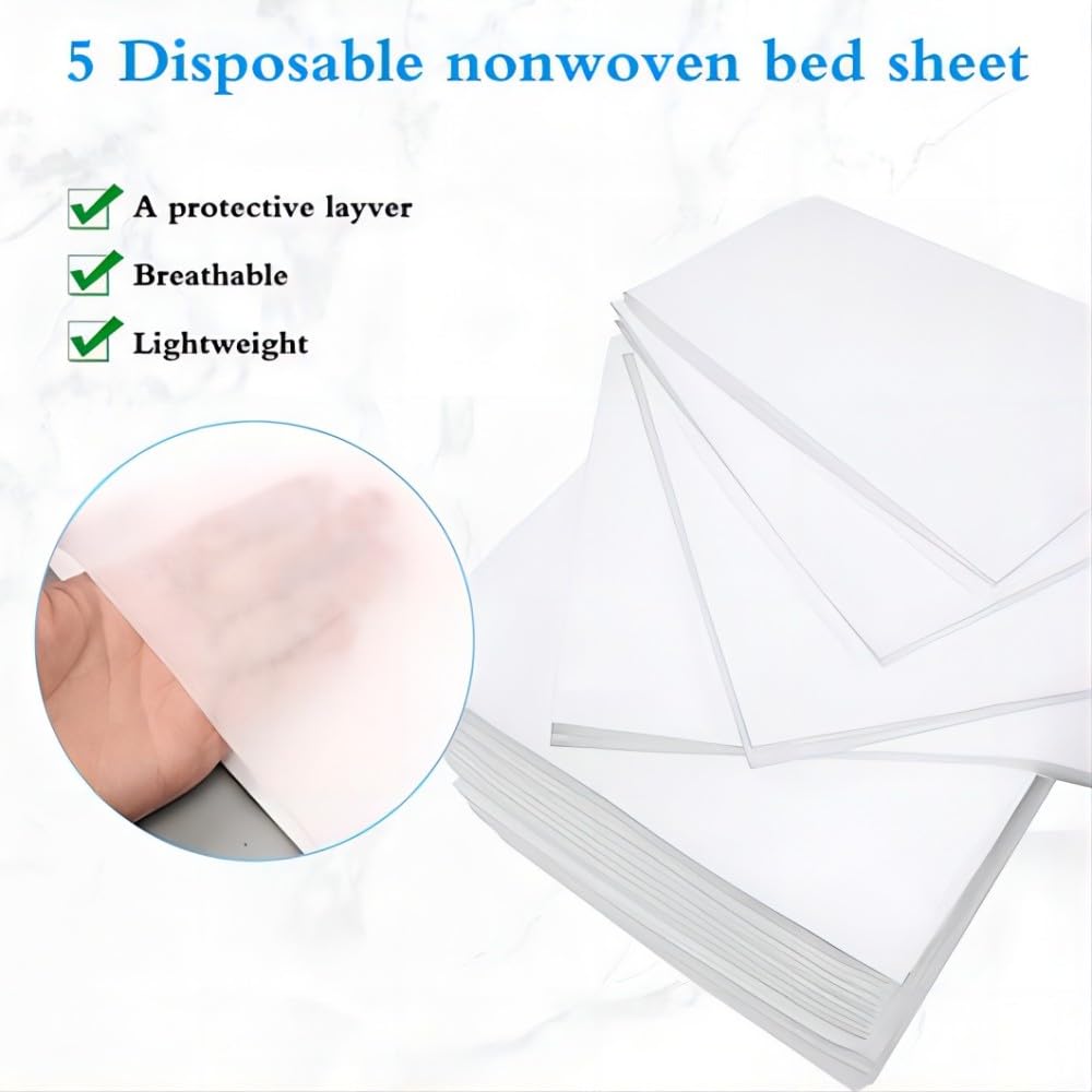 50Pcs Disposable Massage Table Sheets 31.5" x 71" Non-Woven Fabric Bed Covers for Ultimate Hygiene and Comfort in Massage, Tattoo, and Spa Treatments, Breathable and Durable Sheets(White)