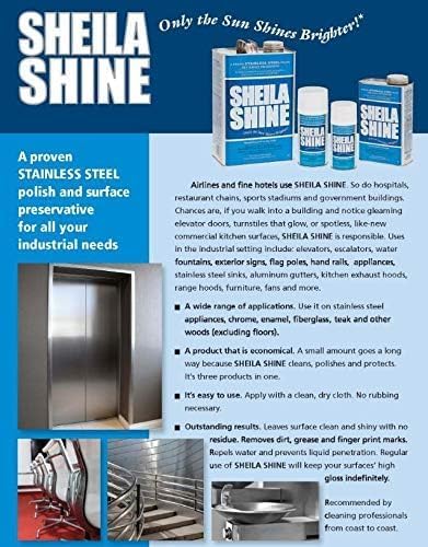 Sheila Shine 12 x 10 Oz. Stainless Steel Cleaner and Polish Aerosol Spray, Protect Household Kitchen Surface, Removes Grease, Fingerprint & Watermark, Polish & Leaves a Streak Free Shine for Appliance