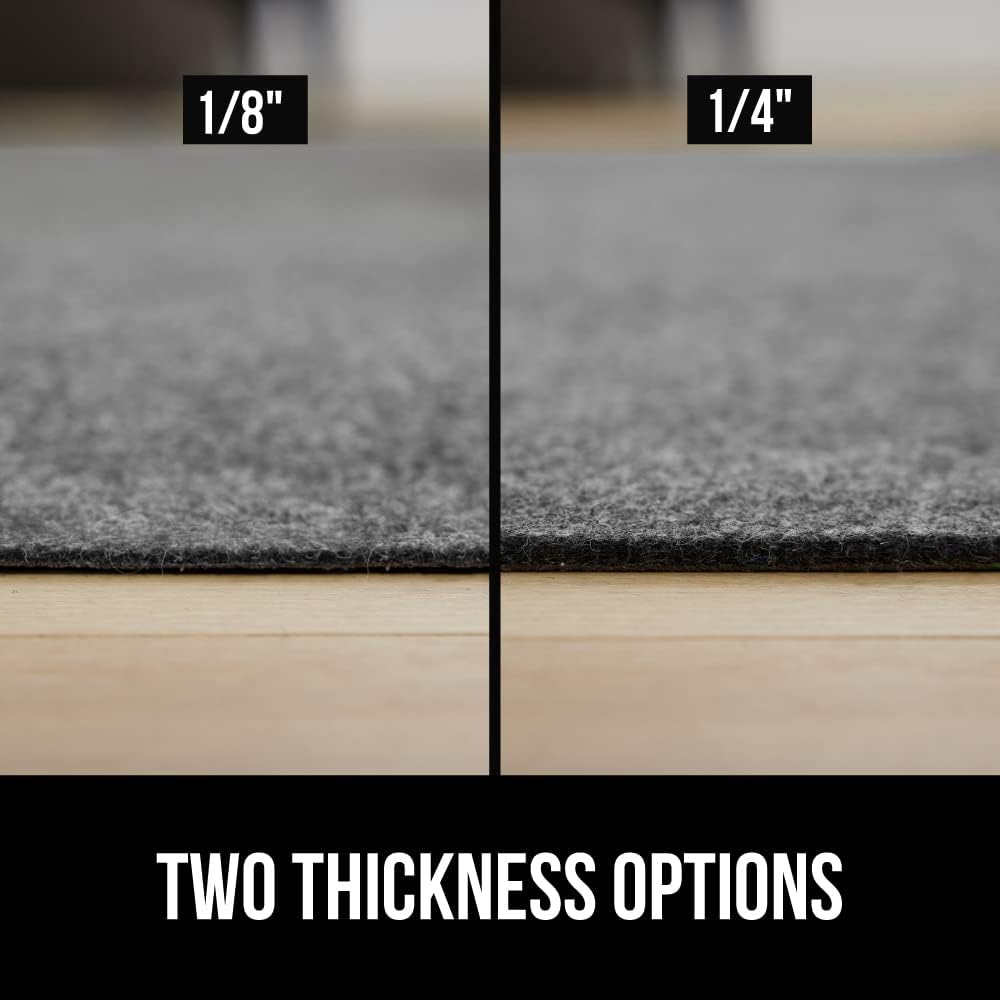 GORILLA GRIP Felt and Natural Rubber Stay in Place Slip Resistant Rug Pad, 1/8in Thick, 3x5 FT Protective Padding Under Area Rugs, Cushioned Gripper Pads, Carpet Runners, Hardwood Floors Protection