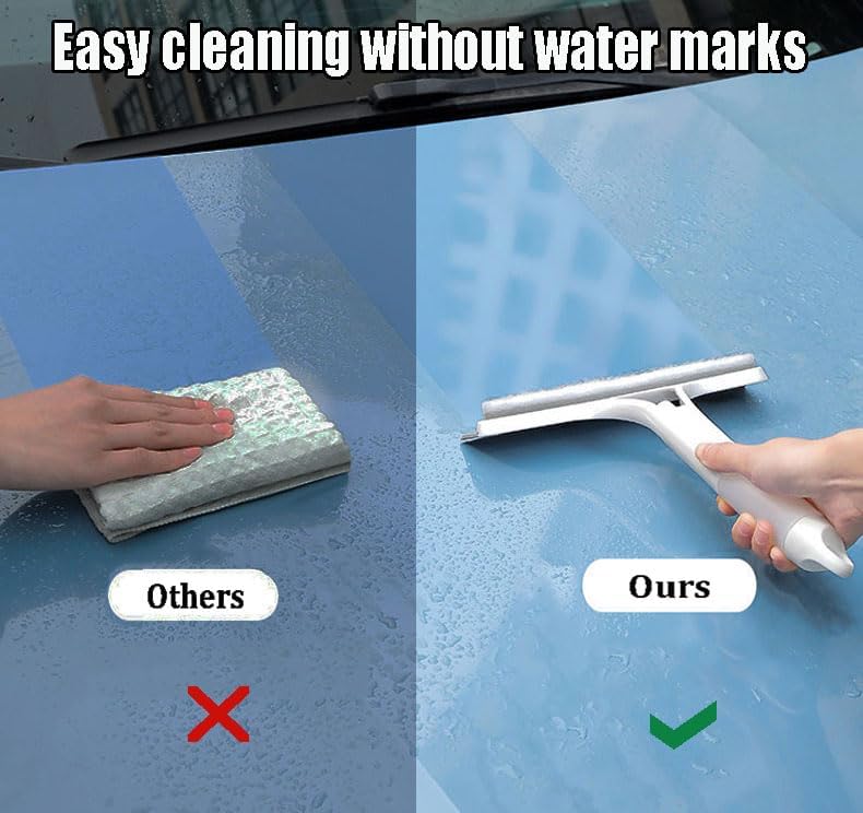 3 in 1 Window Cleaning Scraper, 3 in 1 Window Cleaner Squeegee, Scraper for Cleaning Windows, All-Purpose Window Squeegee with Sprayer for Glass, Wall, Kitchen, Car (Blue)