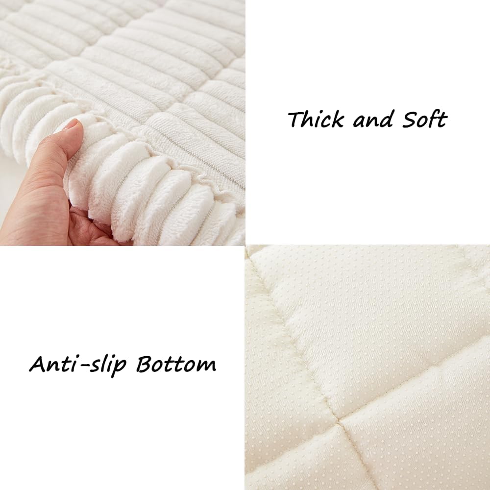 Couch Cover for Dogs Washable, Fuzzy Pet Couch Covers for 3 Cushion Sofa Pet Friendly, Non Slip Sofa Cover (White, 27.6" x 70.9"/70 x 180cm)