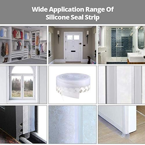 Weather Stripping Door Seal Strip,Door Strip Bottom for Doors Silicone Sealing Sticker Adhesive for Doors and Windows Gaps of Anti-Collision Silicone 5M/16FT (45MM, Transparent)