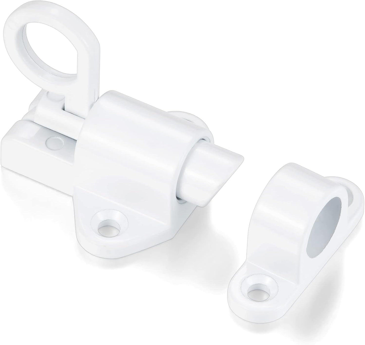 3 Packs Self-Closing Latches,White Spring Door Lock,Resilient Bolt Latch Aluminum Alloy Safety Automatic Spring Barrel Slide Door Lock with Screws,Used for Gate,Window and Cabinet etc