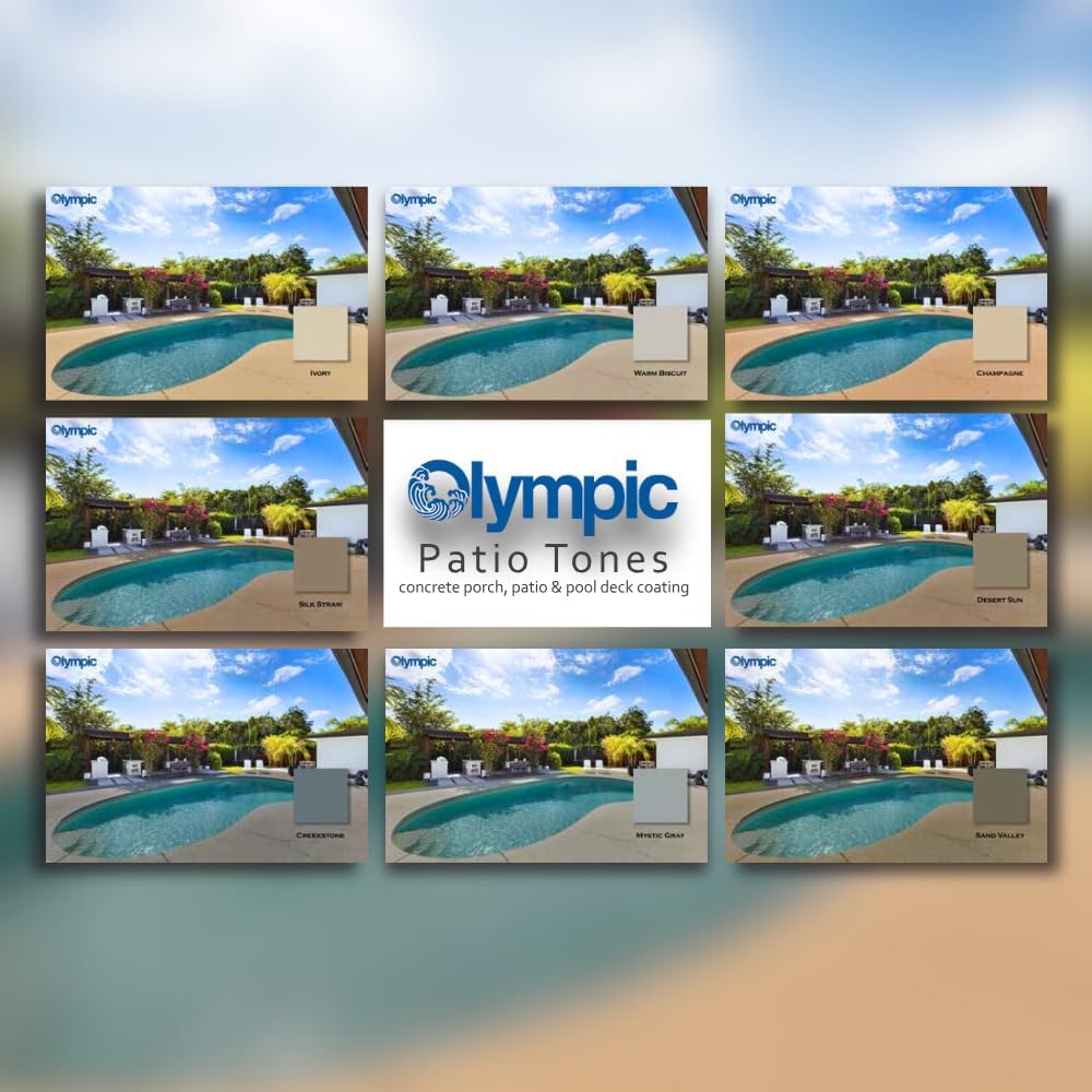 Olympic Patio Tones - Champagne - 1 Gallon - Non-slip acrylic deck and patio coating, concrete restorer.