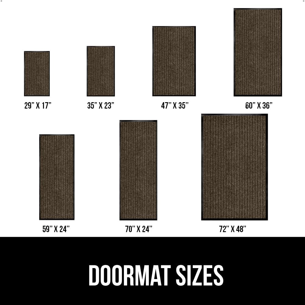 GORILLA GRIP Traffic Guard Door Mat, 2 Pack, Heavy Duty Waterproof Doormat, Commercial Office Space Welcome Mats, Stain and Fade Resistant, Low Profile, Strong Rubber Backing, 35x23, Brown