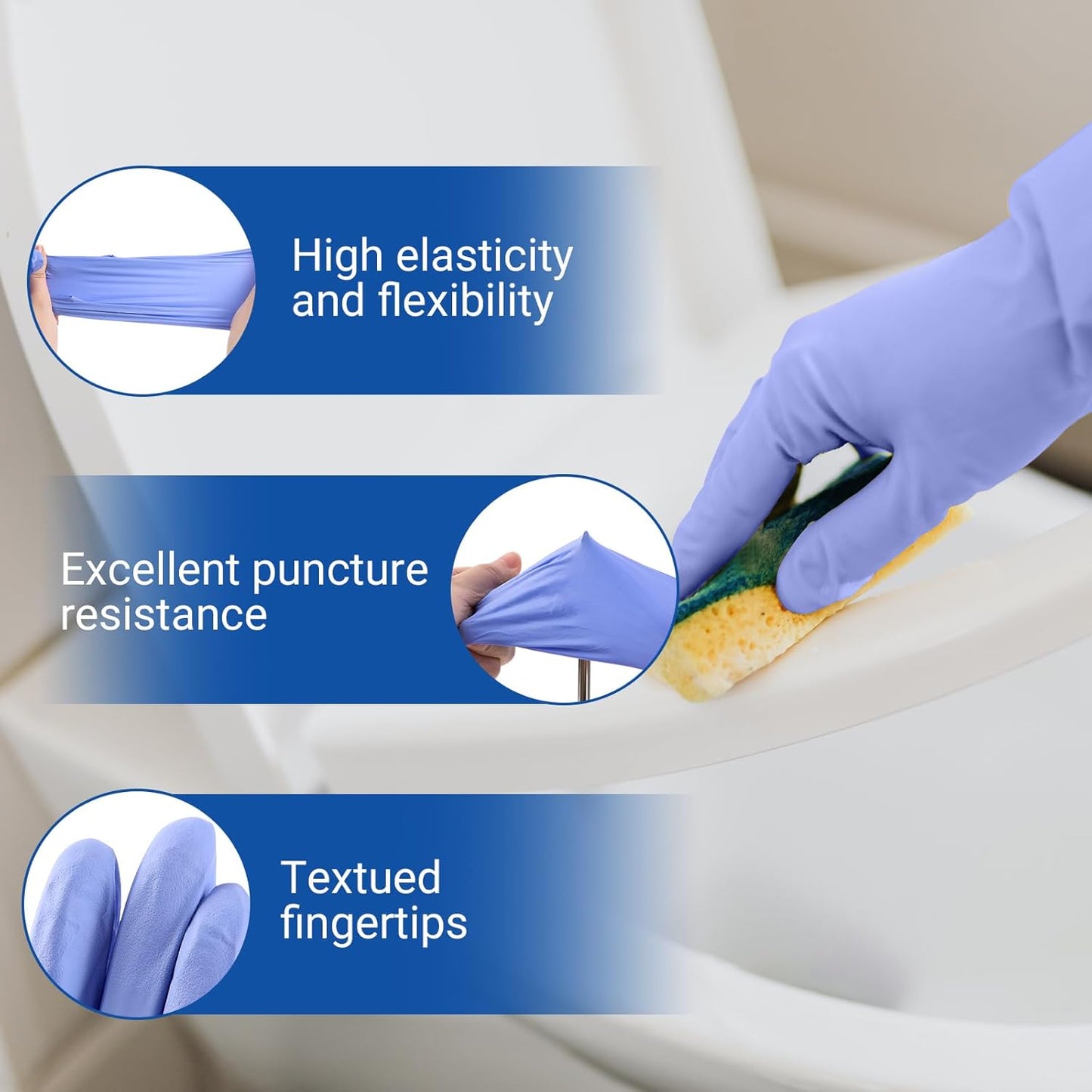 JMU 200 Pcs Nitrile Gloves Large, Disposable Nitrile Exam Gloves Latex Free Powder-Free, 3.5 Mil, Violet Blue