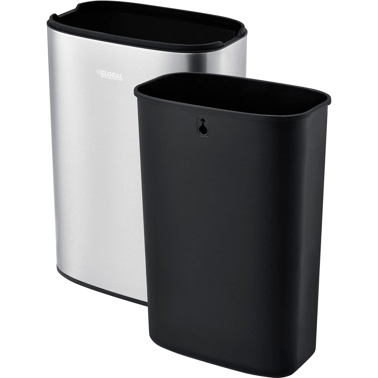 Global Industrial 10-1/2 Gallon Stainless Steel Slim Open Top Receptacle