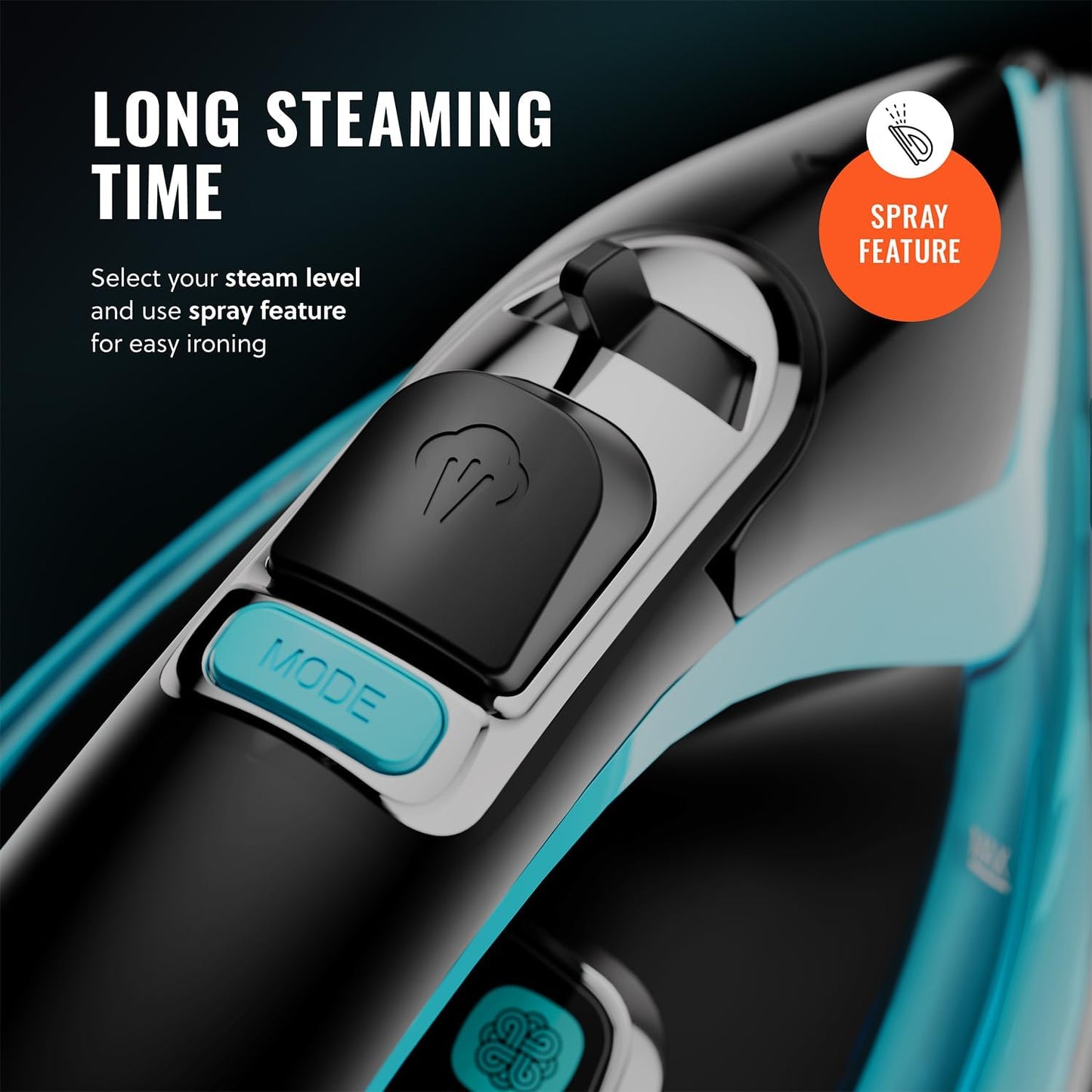 PurSteam SteamTech Elite 1750W Steam Iron, Digital Temp Control & LED Display, Ceramic Soleplate, Adjustable Steam, Self-Clean, Anti-Calc, Anti-Drip, Auto Shut-Off