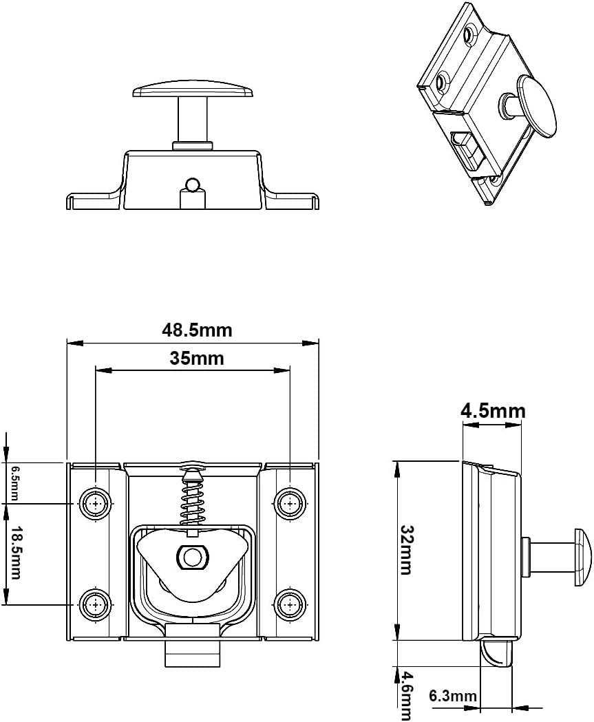 QCAA Oval Turn Cabinet Latch, for Cupboard & Other Furniture, Small, Matte Black, 8 Pack