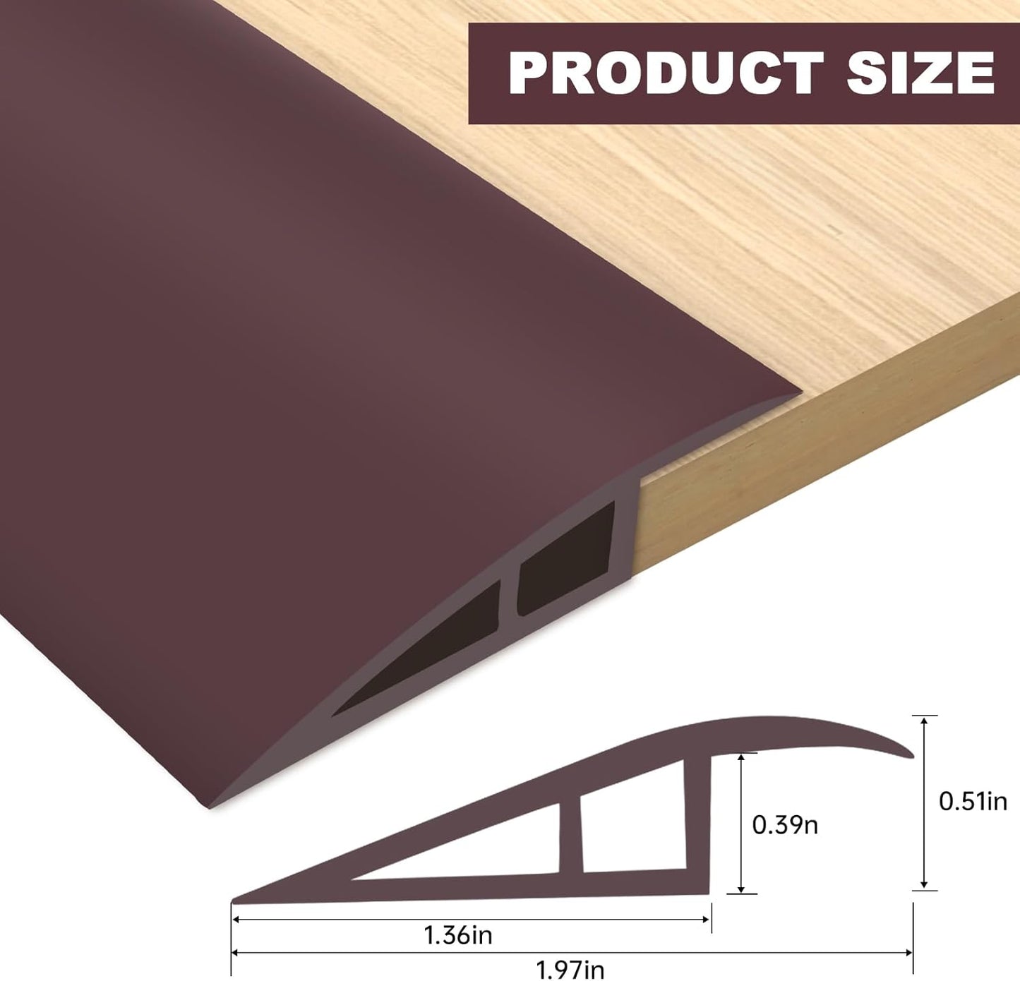 Vinyl Door Threshold Flooring Transition Strip Self Adhesive Carpet Edging Strip for Laminate Doorway Edge Threshold from 1/5" to 2/5" (Coffee, 3.3 Ft)