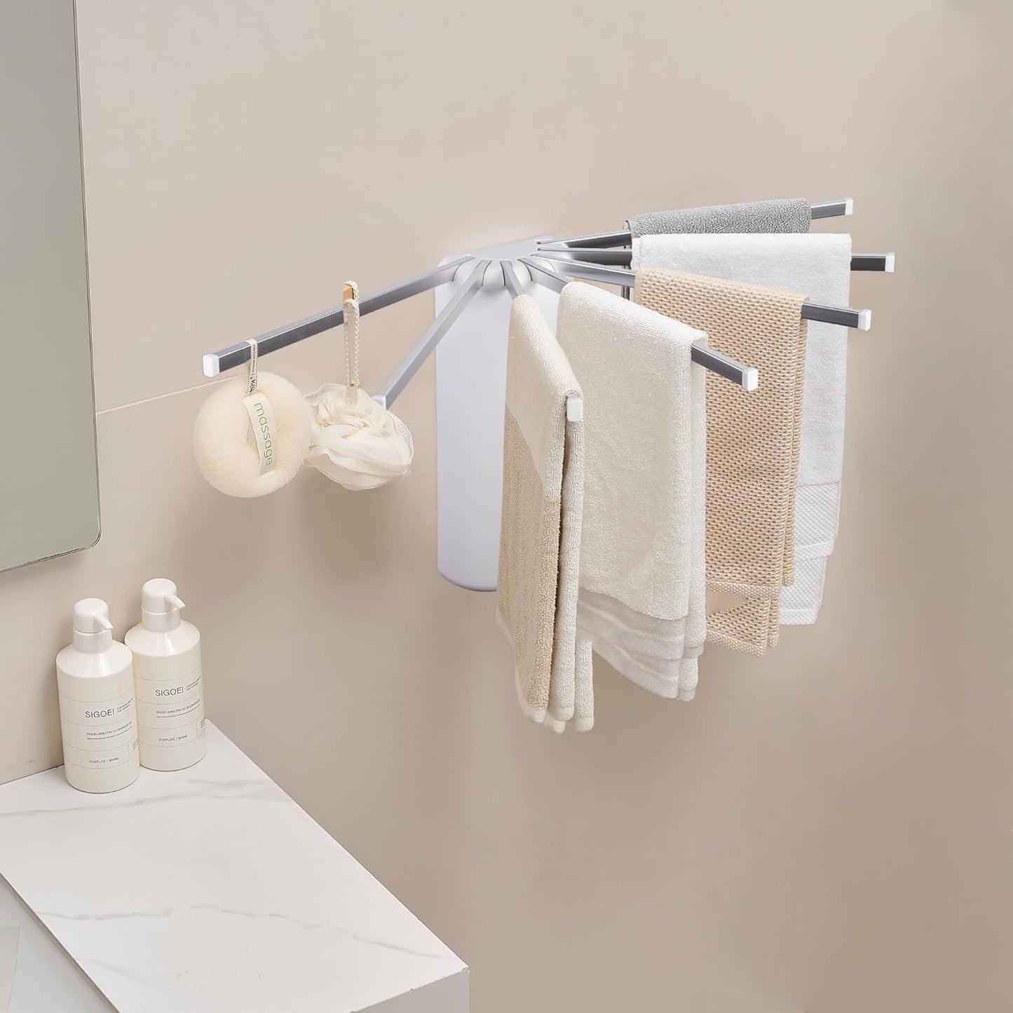 Wall Mounted Clothes Drying Rack Tripod,Foldable Drying Rack,Wall Mounted Dryer Rack Clothing,Over The Door Drying Rack for Laundry Bedroom Household Aluminium