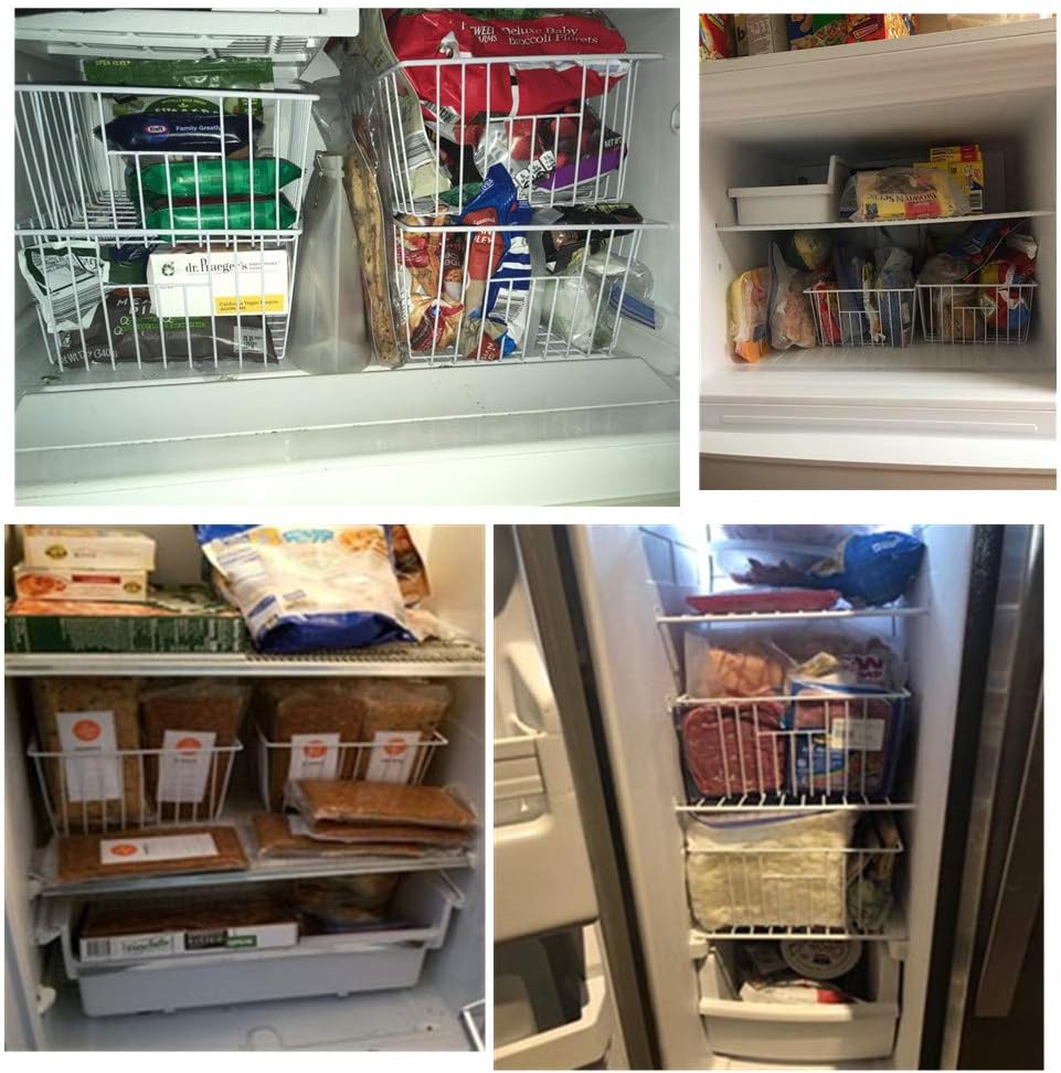 16inch Upright Freezer Organizer Baskets for 13-14,16-21 cu.ft Standup Freezer, Settle freezer chaos and reduce food waste effectively, Durable, Fully Use Space, Improve Air Circulate,Pack 4