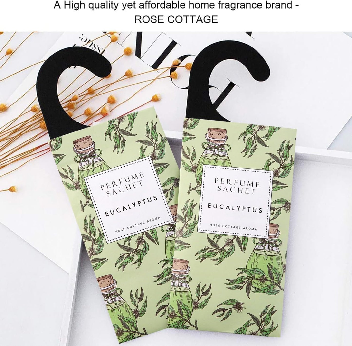 ROSE COTTAGE Large 12 Packs Eucalyptus Hanging Closet Air Freshener Scented Sachets Long Lasting Smell Goods