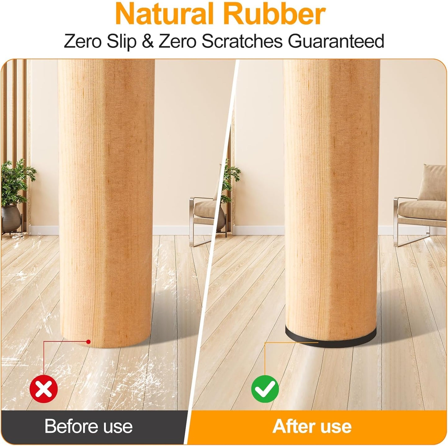 CHUNZEXI Non Slip Furniture Pads - 48 Premium Furniture Grippers Self Adhesive Rubber Furniture Feet, Anti Slide Furniture Hardwood Floor Protector for Keep Couch Stoppers (1 inch Round)