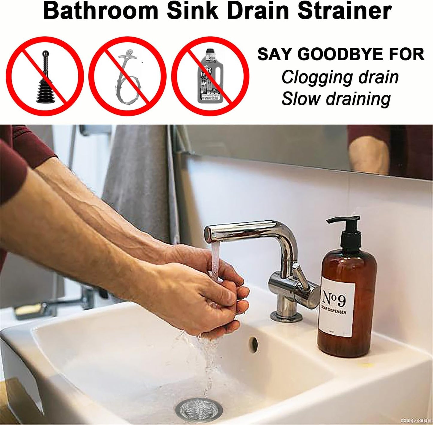 2PCS Tub Drain Hair Catcher - 2.75 inch Shower Drain Mesh Strainer, Stainless Steel Shower Bathtub Drain Cover, Bathroom Sink Strainer Filter Basket for Bathroom Sink, Wash Basin Floor Drain