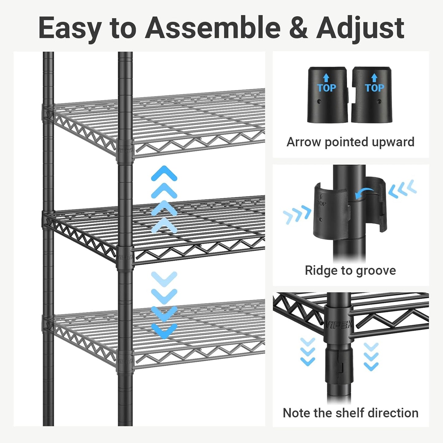 VIPEK Classic V6 Wire Garment Rack Heavy Duty Clothes Rack with 7 Adjustable Shelves & 4 Hanging Rods, Compact DIY Metal Clothing Racks 68.9" L x 15.7" W x 76.4" H, Max Load 840LBS, Gold