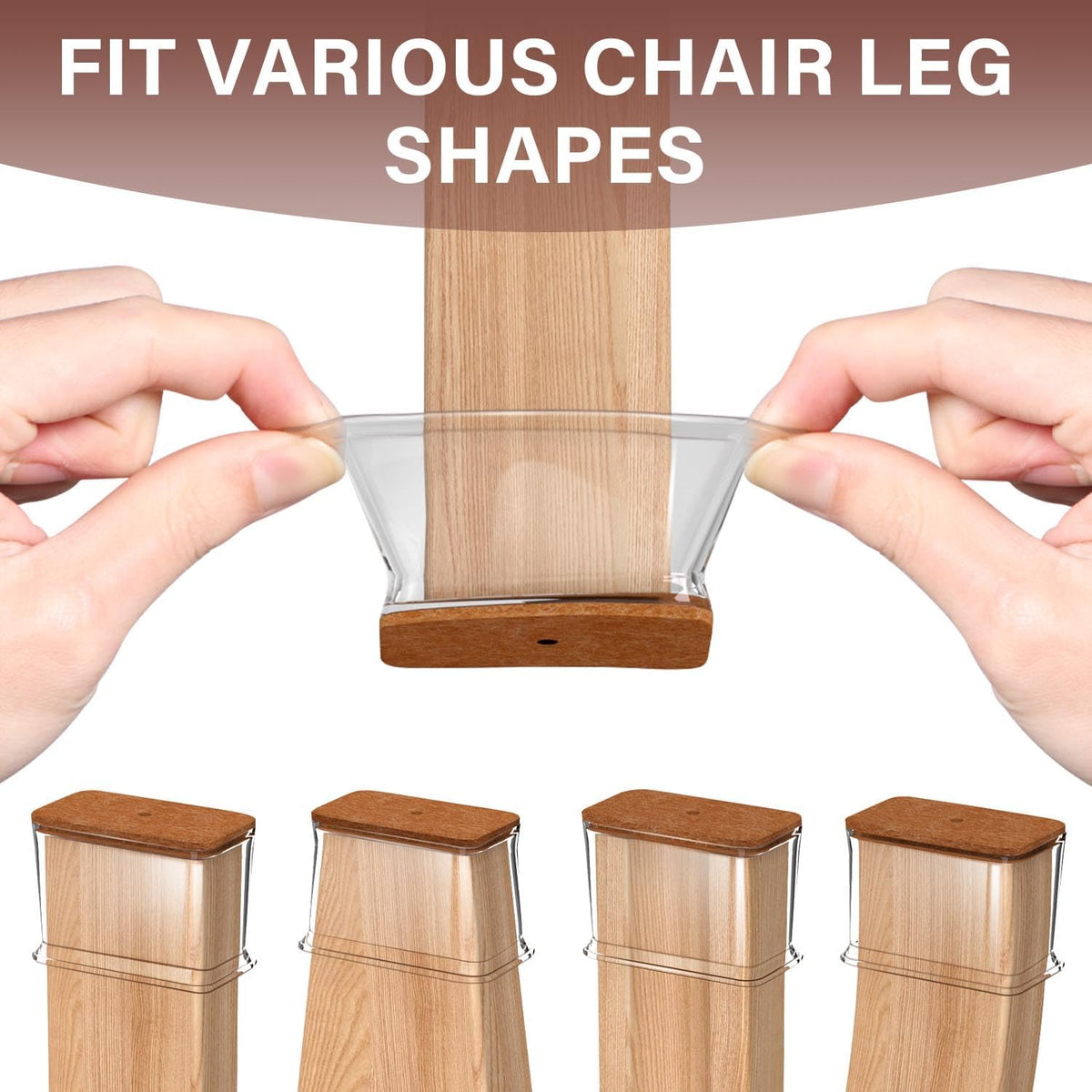 Chair Leg Floor Protectors Rectangle Chair Leg Protectors for Hardwood Floors Silicone Caps Felt Furniture Pads Covers Anti-Scratch Reduce Noise 32 Pack Clear Fit Perimeter 5" to 5β7/8"