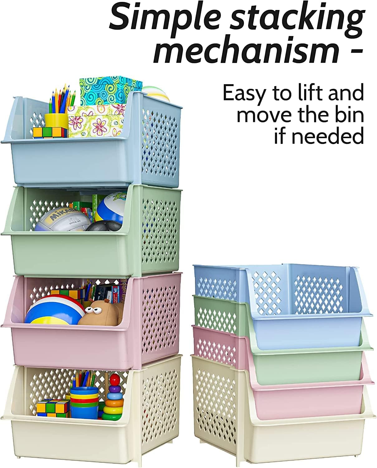 Skywin Plastic Stackable Storage Bins for Pantry - Stackable Bins For Organizing Food, Kitchen, and Bathroom Essentials (Multi - 50 Pack)