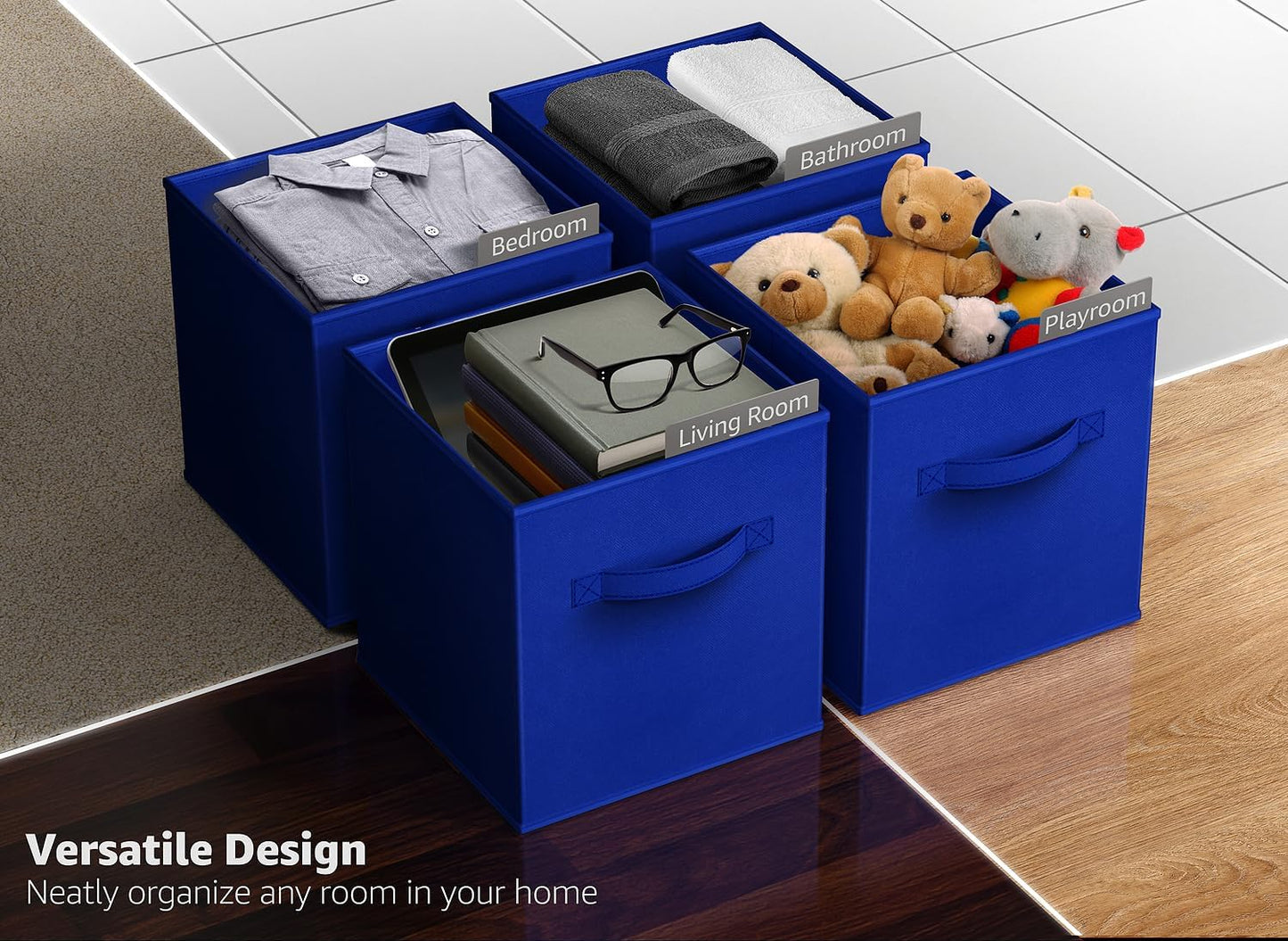 Sorbus Fabric Storage Cubes - 8 Foldable Storage Bins for Organizing Pantry, Cubbies, Toy Box - Clothes Storage & Closet Organizer - 11 Inch Collapsible Cube Baskets for Shelves with Handle