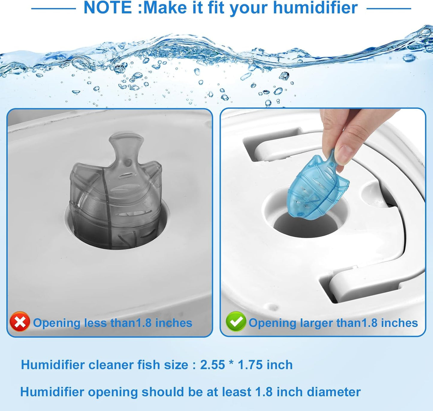 10PC Humidifier Cleaner Fish Universal Humidifier Tank Cleaner Works in All humidifiers and Fish Tanks Purifies Water, Prevent Hard Water Build-Up,Demineralization Cleaner(Blue Yellow Purple)