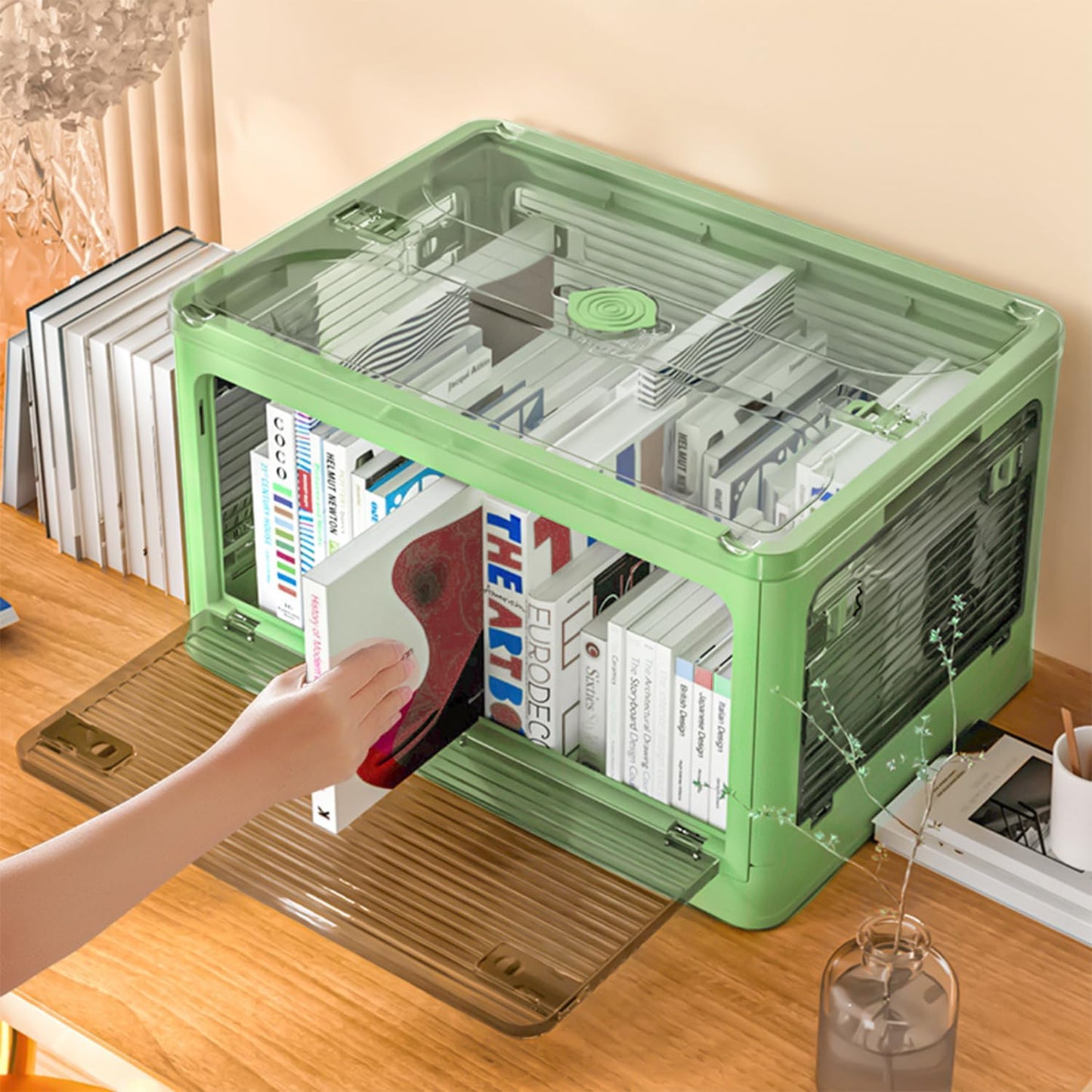 Collapsible Storage Bins with Lids, Closet Organizers, Dorm Room Essentials, Folding Storage Box