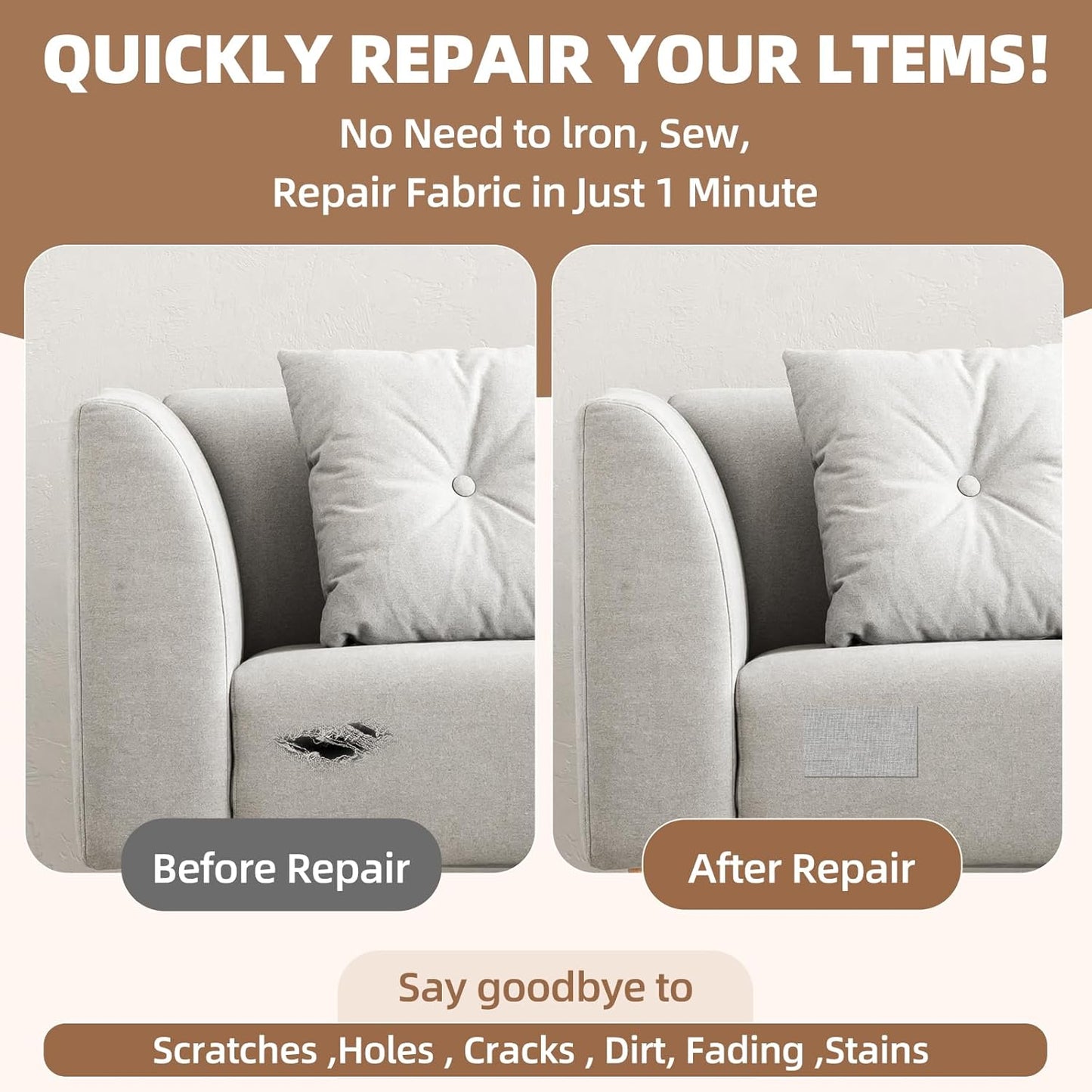 Fabric Repair Patch, 17X79 Inch Fabric Large Repair Tape, Self-Adhesive Patches for Furniture, Sofa, Car Interior, Shoes, Hand Bag, Clothing (Black, 17X79 Inch)