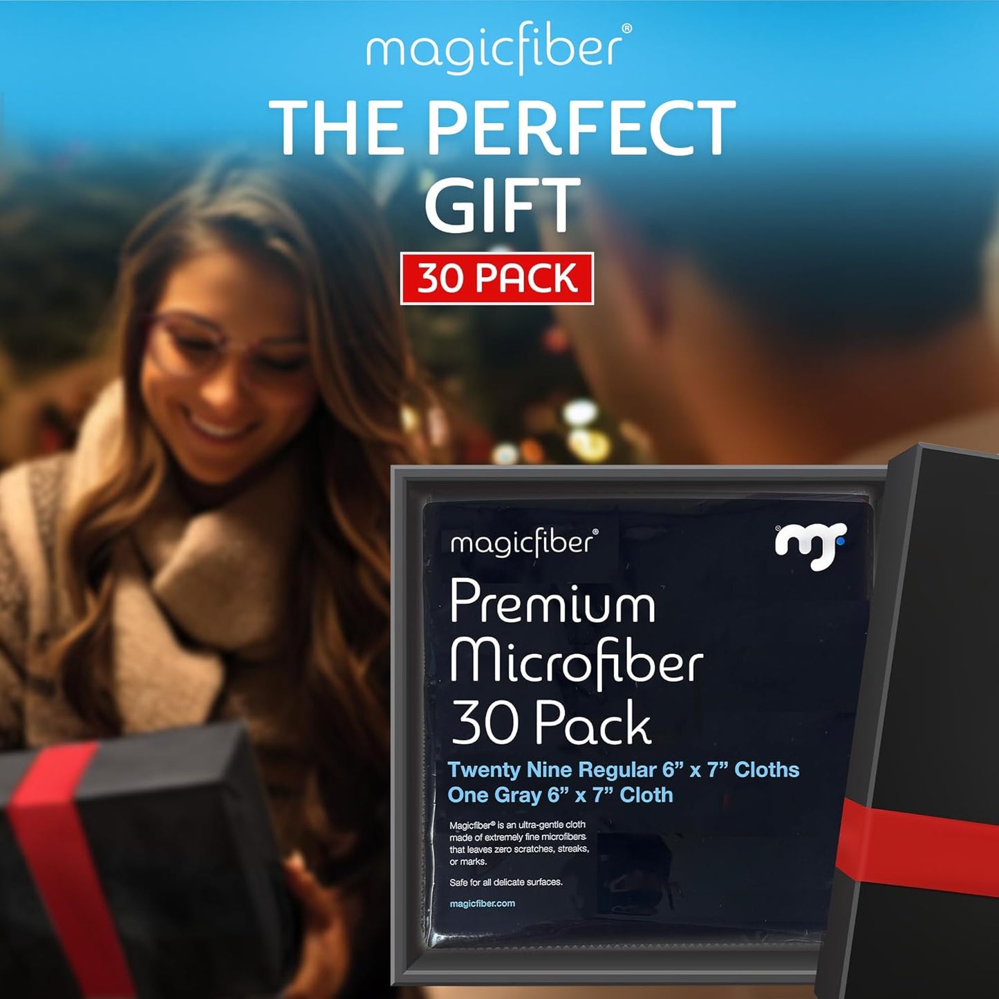 MagicFiber Microfiber Cleaning Cloth, 30 Pack - Premium Cloth for Glasses, Lens, Screens & More