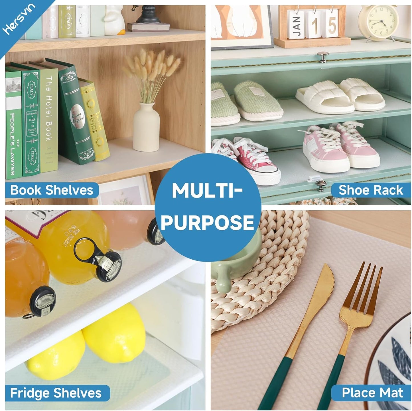 Shelf Liners 16 in x 20 ft EVA Drawer Mats, Non-Adhesive Cupboard Protector, Kitchen Cabinet Lining Fridge Liner (Clear Flat Dot, 40.7x610cm)