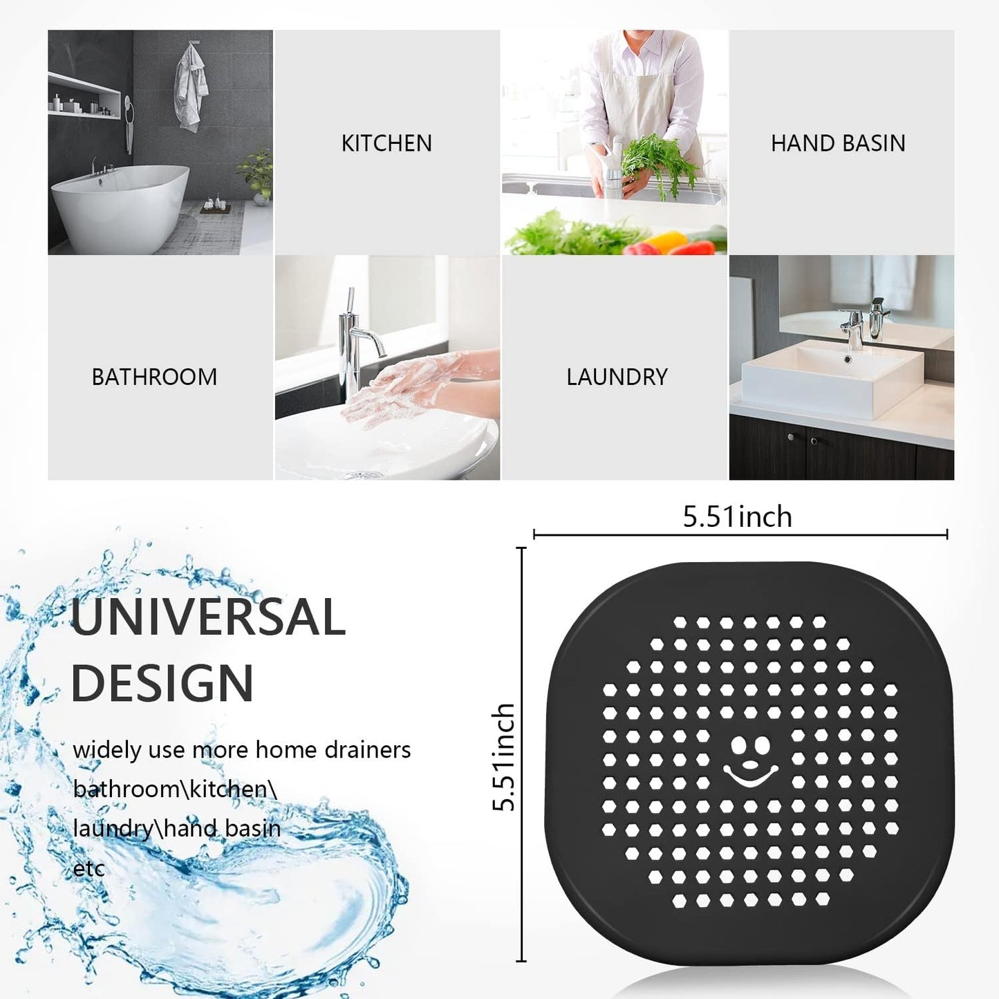 2 Pack Drain Cover Hair Catcher Silicone Drain Protector Hair Stopper for Shower Kitchen Bathroom Bathtub Mint Green