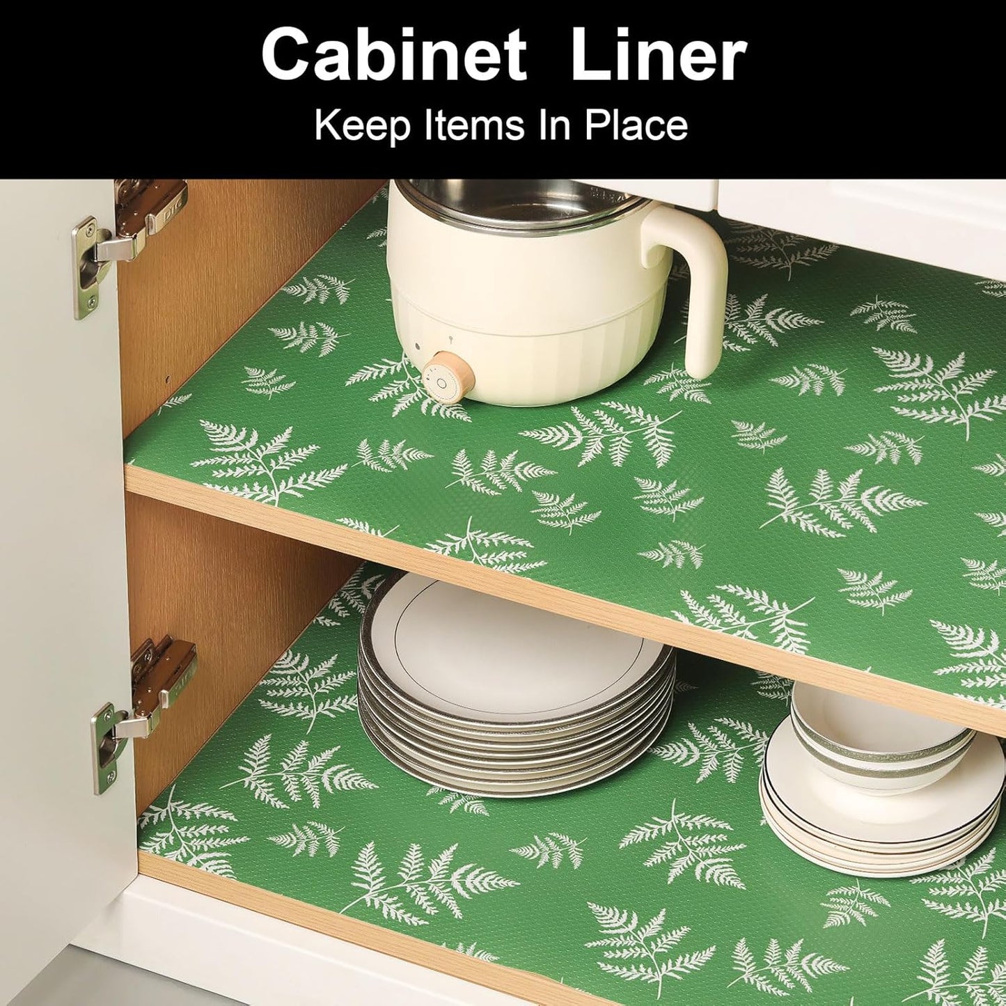 Cooyes Shelf Liners for Kitchen Cabinets, Waterproof and Oil-Proof Kitchen Cupboard Liner, Refrigerator Liners and Plastic Drawer Mats EVA Non Adhesive Shelves