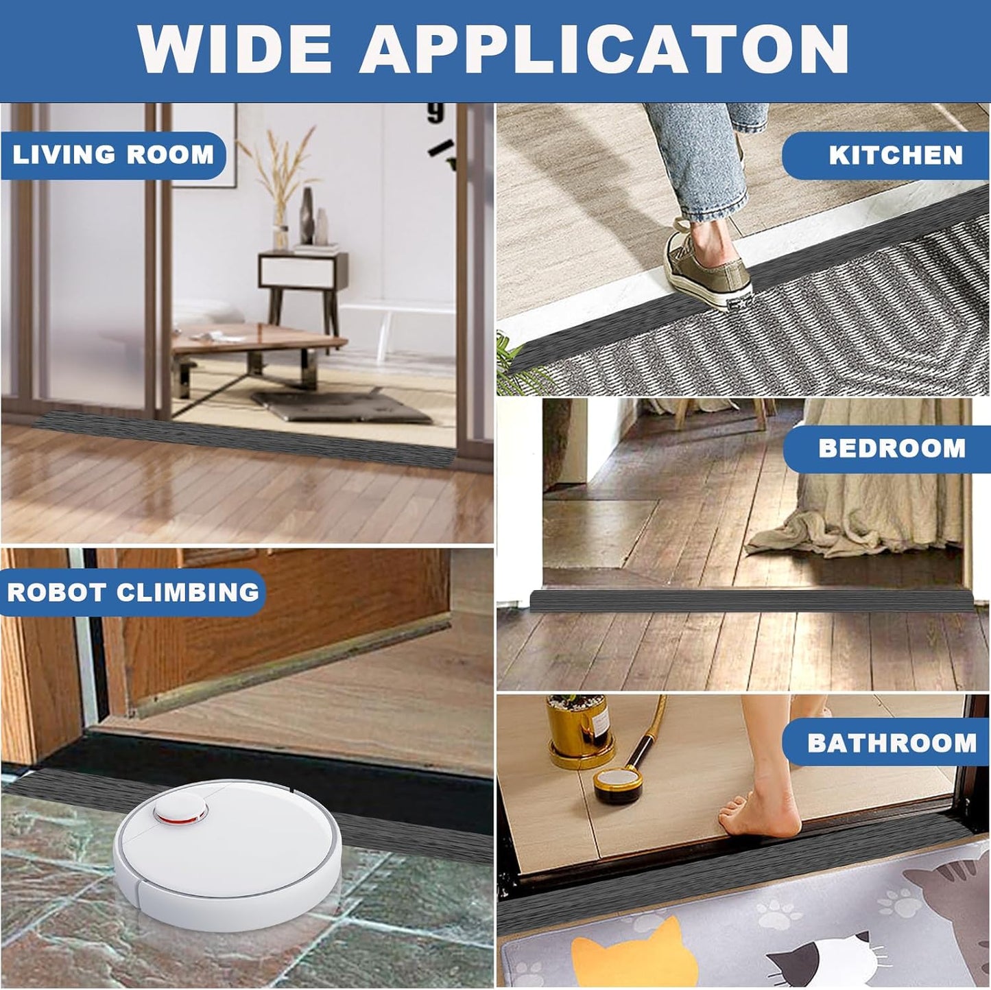 Vinyl Door Threshold Flooring Transition Strip Self Adhesive Carpet Edging Strip for Laminate Doorway Edge Threshold from 3/5" to 4/5" (Dark Gray Wood Grain, 6.6 Ft)