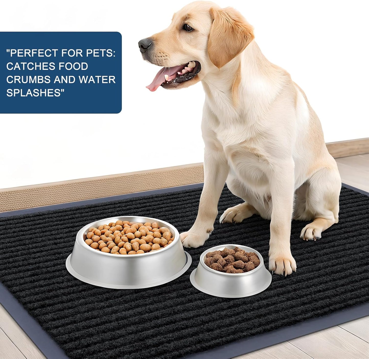 OLANLY Front Door Mat Indoor Outdoor Entrance, Waterproof Heavy Duty Doormat, Fade Resistant, Low Profile, Easy Clean Patio Porch Welcome Floor Mats for Entry, 59x20, Black