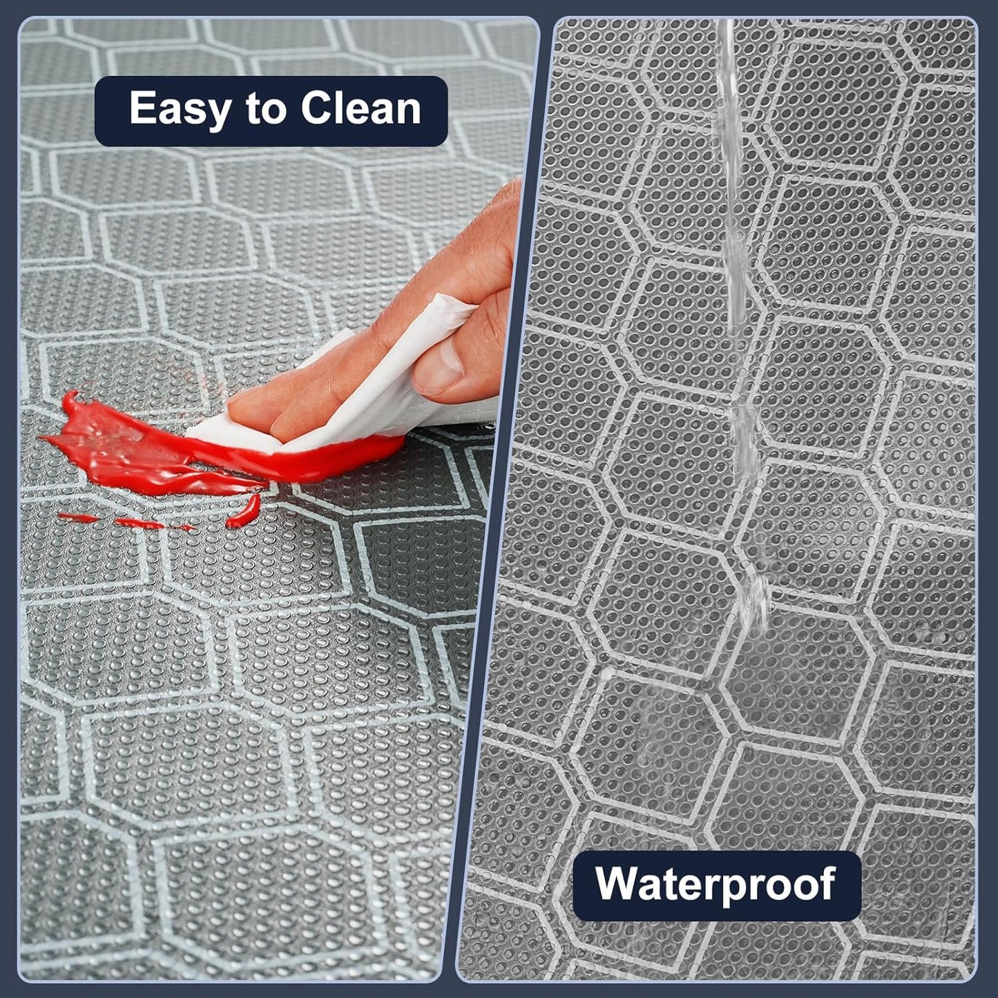 Non Adhesive Shelf Liner, Waterproof Drawer Liners for Kitchen Cabinet Refrigerator, No Slip Bathroom Sink Liners, Cupboard Fridge Liner EVA Place Mat Roll -17.5" x 78.7" Grey