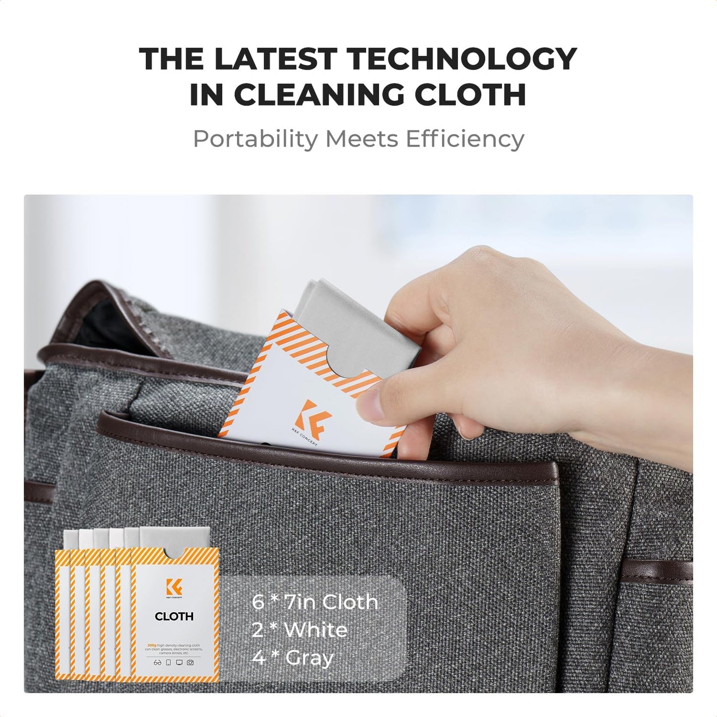 K&F CONCEPT 6 Pack Lens Cleaning Cloth | Microfiber Cleaning Cloth | Glasses Cleaning Cloths | Eyeglass Lens Cleaner | Eyeglasses, Camera Lens, VR/AR Headset, and Screen Cleaning | White & Grey
