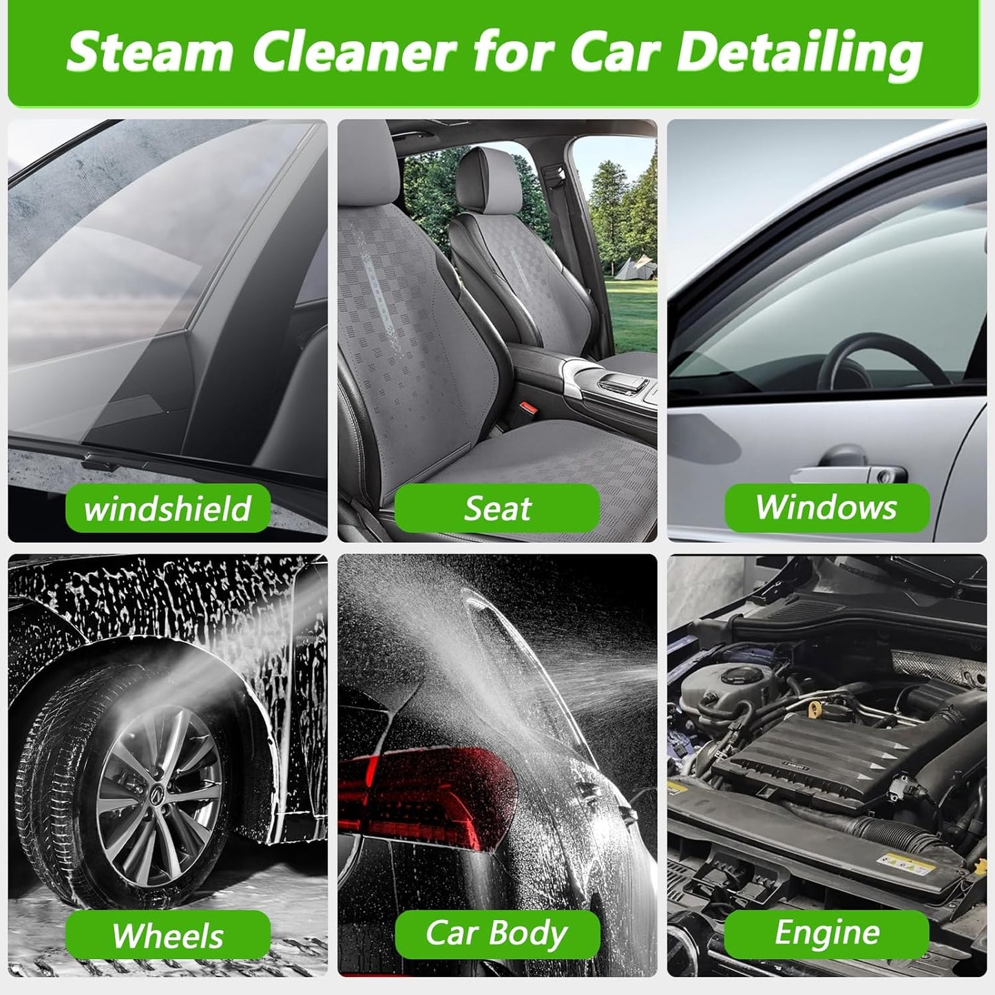Handheld Steam Cleaner, 2500W High Pressure Steamer for Cleaning, Portable Steam Cleaner with 1.6L Water Tank, 3 Levels Adjustable Handle, Steam Cleaner for Home, Car, Furniture, Bed Bugs (White)