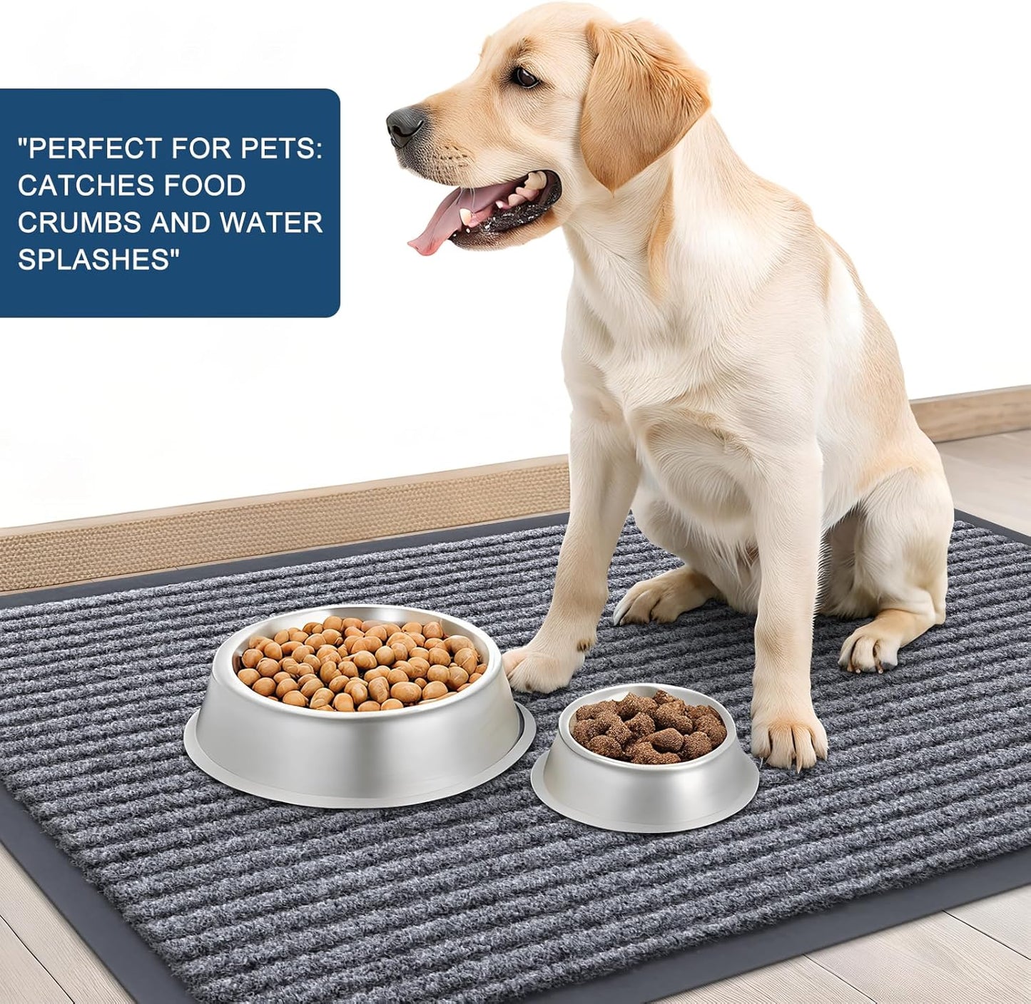 OLANLY Front Door Mat Indoor Outdoor Entrance, Waterproof Heavy Duty Doormat, Fade Resistant, Low Profile, Easy Clean Patio Porch Welcome Floor Mats for Entry, 47x23, Light Gray