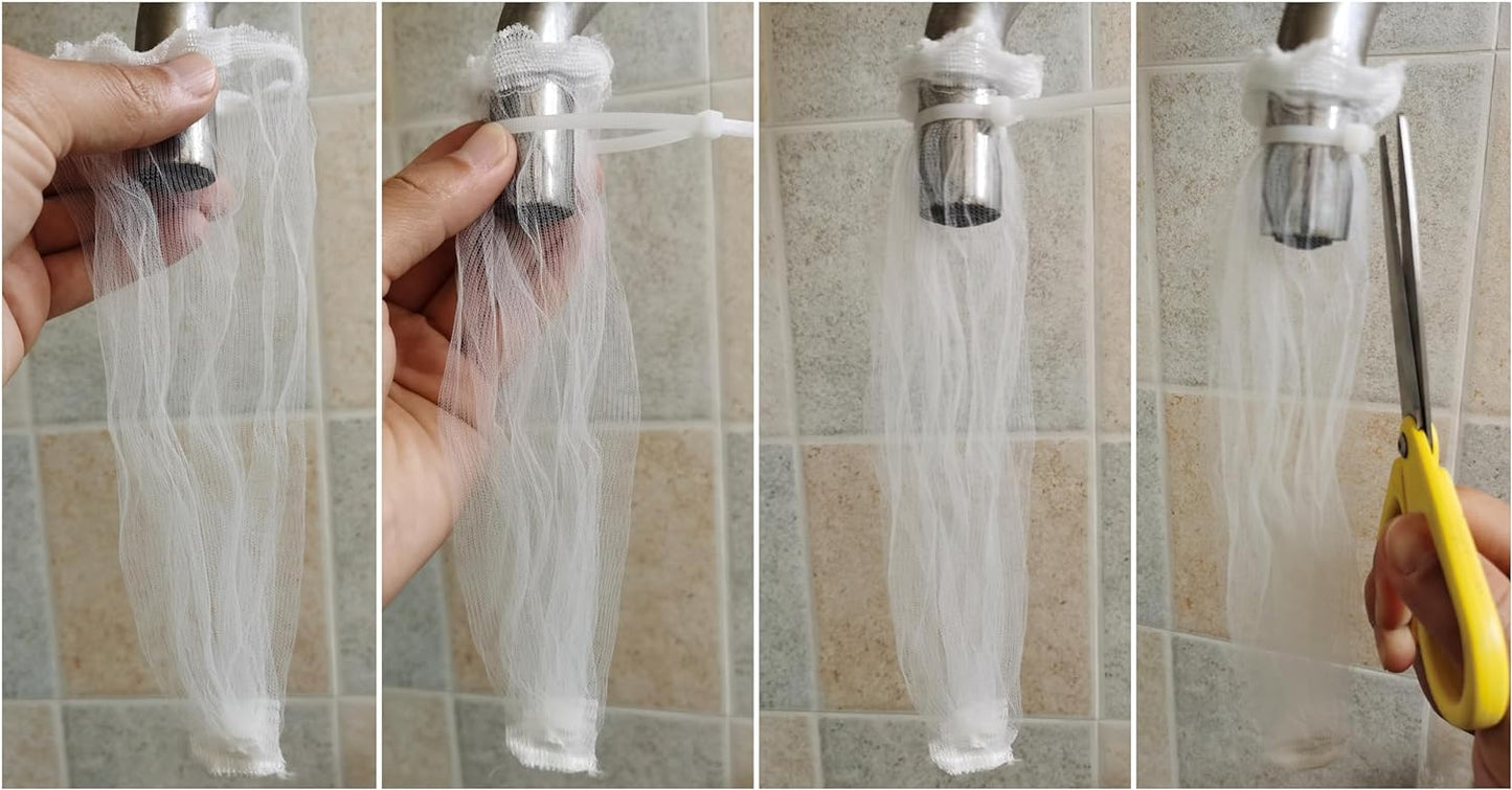50 Pieces Washing Machine Hose Lint Traps Pet Dog Hair Catcher for Washer Laundry Lint Snare Sink Drain Hose Filter Dryer Mesh Bag with 50pcs Cable Ties