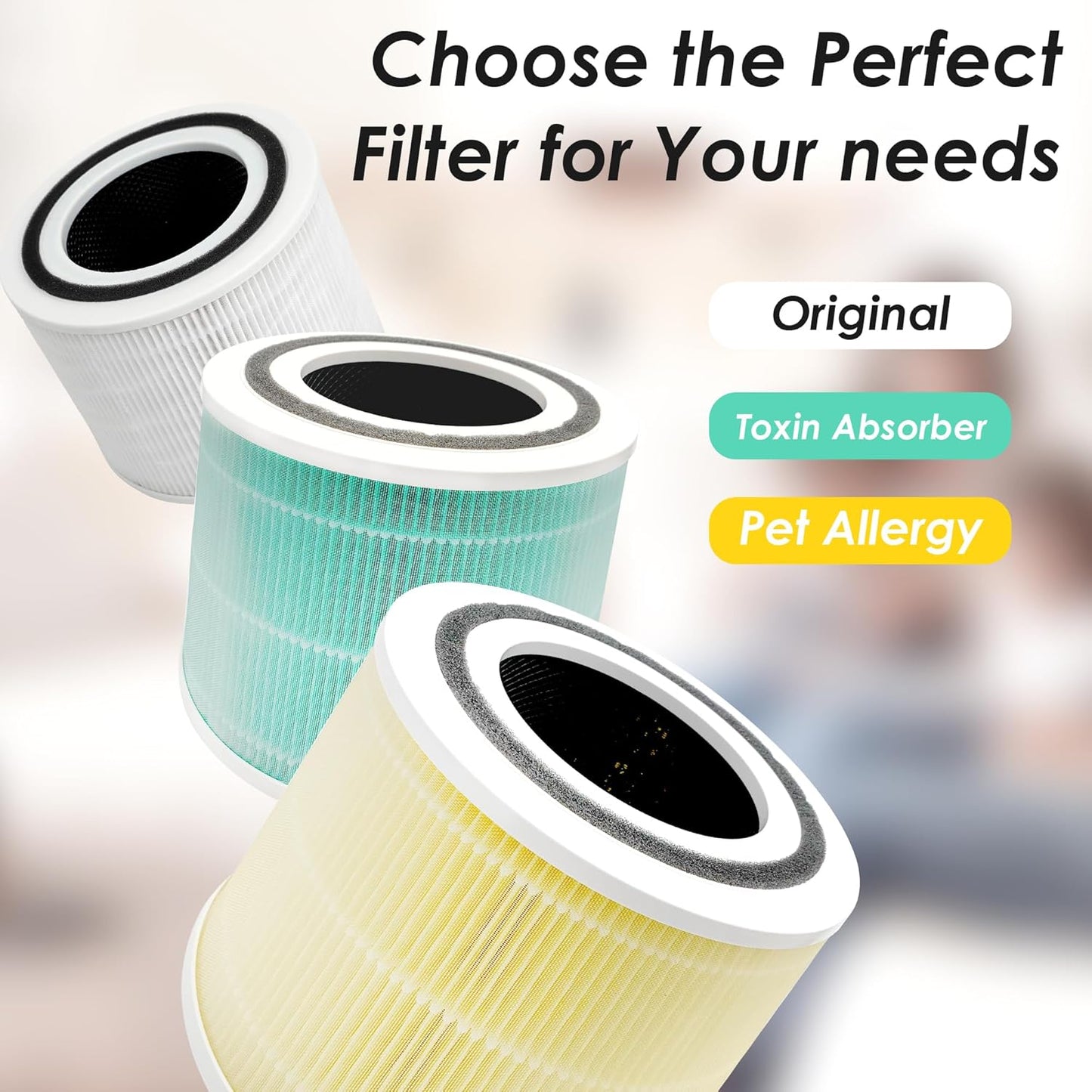 Flintar Core 300 Toxin Absorber Replacement Filters, Made in TAIWAN, Compatible with LEVOIT Core 300, Core 300S VortexAir Air Purifier, H13 Grade True HEPA Filter, Core 300-RF-TX, 2-Pack