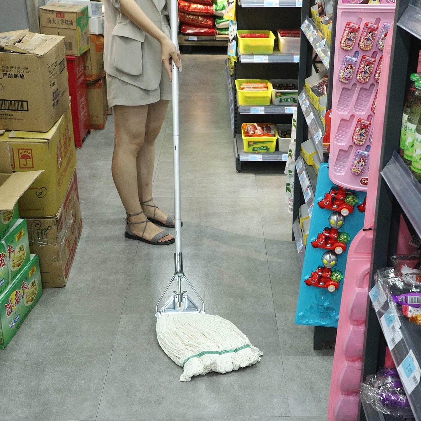 OFO Loop-End String Mop with Extra Head Replacement - Heavy Duty Commercial Industrial Grade Mop, 59Inch Handle for Floor Cleaning Home, Kitchen, Garage, Office and Wooden/Tile Floor