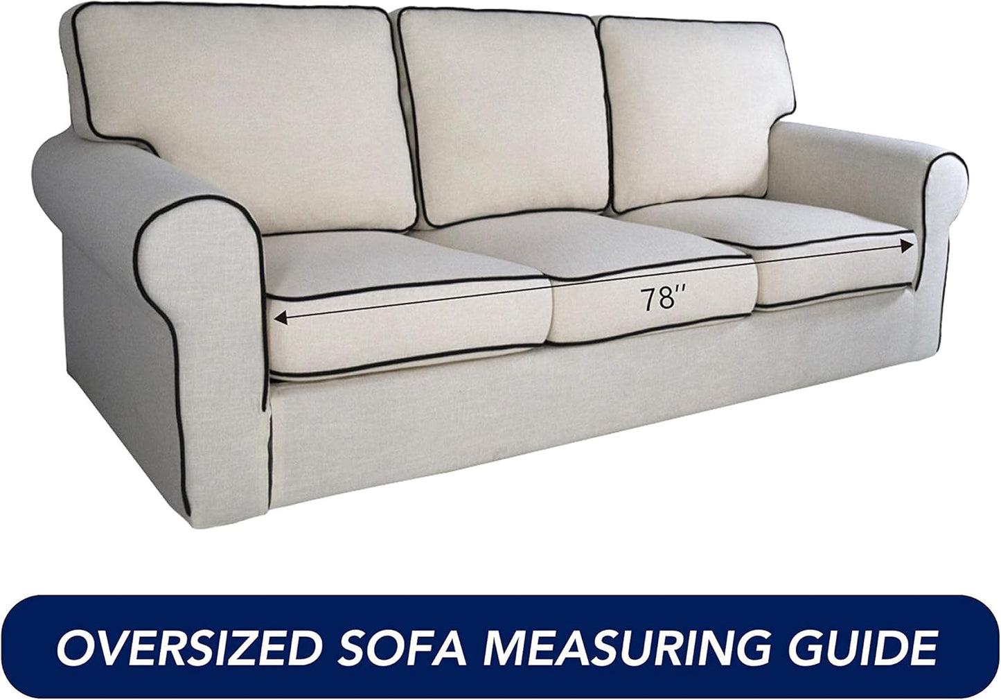PureFit Reversible Quilted Sofa Cover, Water Resistant Slipcover Furniture Protector, Washable Couch Cover with Non Slip Foam and Elastic Straps for Kids, Dogs, Pets (X Large, Blue/Ivory)
