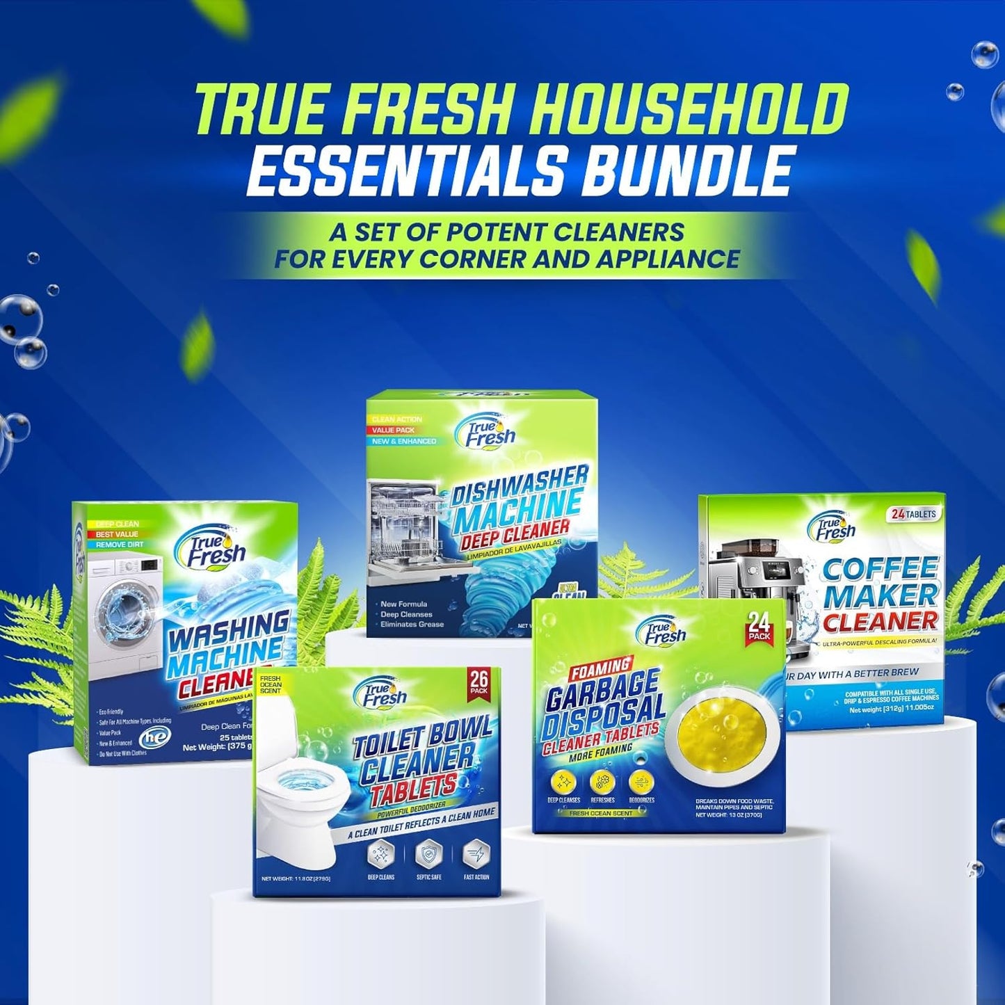 True Fresh Garbage Disposal Cleaner – 24-Pack Foaming Sink and Drain Deodorizer Tablets, Powerful Cleaning Solution for Odor Removal and Maintenance – Works with All Disposals