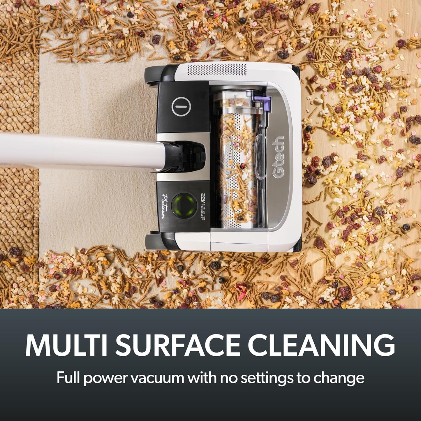 Gtech System Platinum Bundle Vacuum Cleaner Bundle - Includes The AirRam Platinum Upright and The Multi Platinum Handheld - Rechargeable 22V Lithium Ion Battery - Anti-Hair Wrap