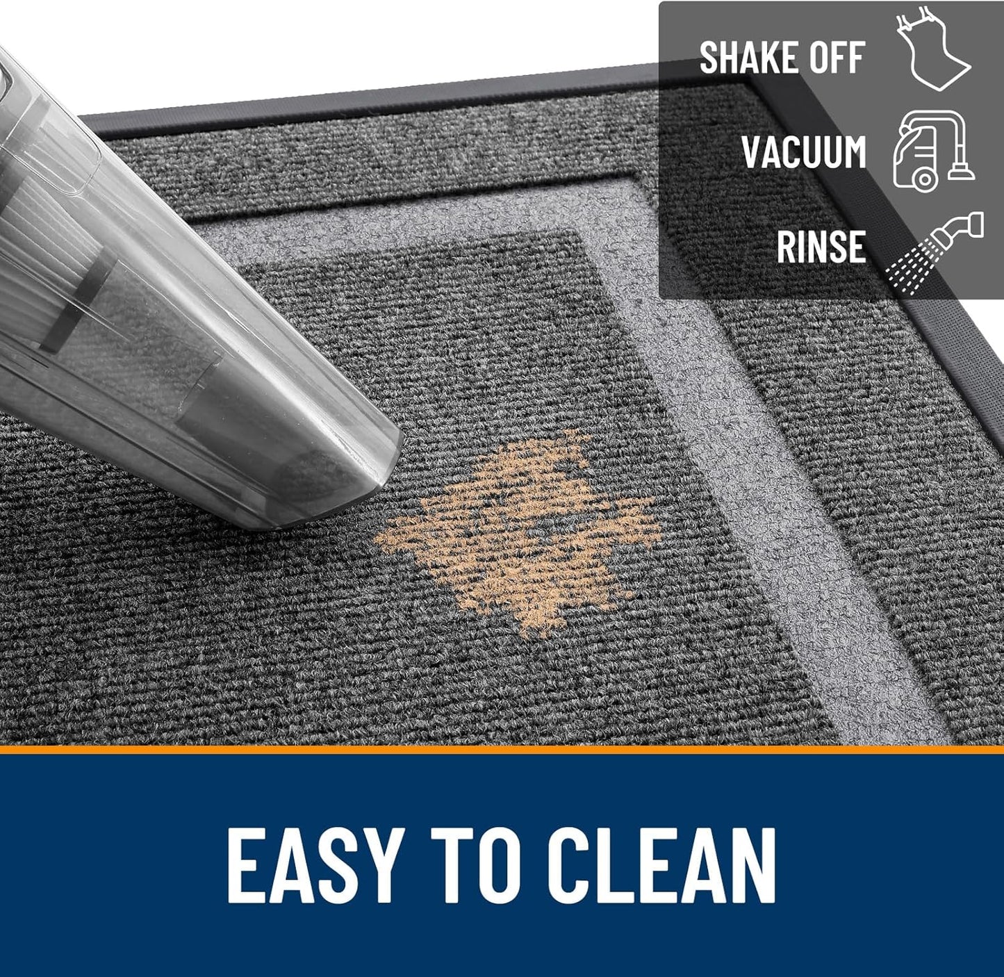 OLANLY Front Door Mat Indoor Outdoor Entrance, Waterproof All-Season, All-Weather Doormat, Sturdy Natural Rubber, Fade Resistant, Low Profile, Easy Clean Patio Porch Entryway Mat, 59x20, Dark Grey