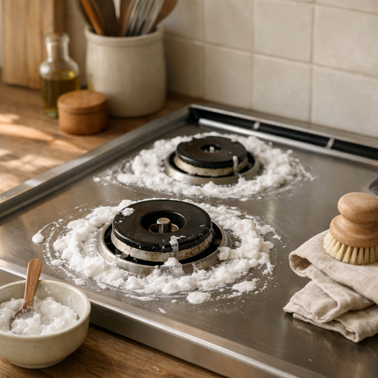 How to Clean Thick, Baked-On Stove Gunk Around Gas Burners (Without Scrubbing Forever)