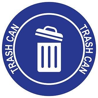 "Trash Can" Durable Laminated Vinyl Floor Sign- Sign by Graphical Warehouse- 5S Safety and Security Signage, Visual Communication Tool (17", Blue/White)
