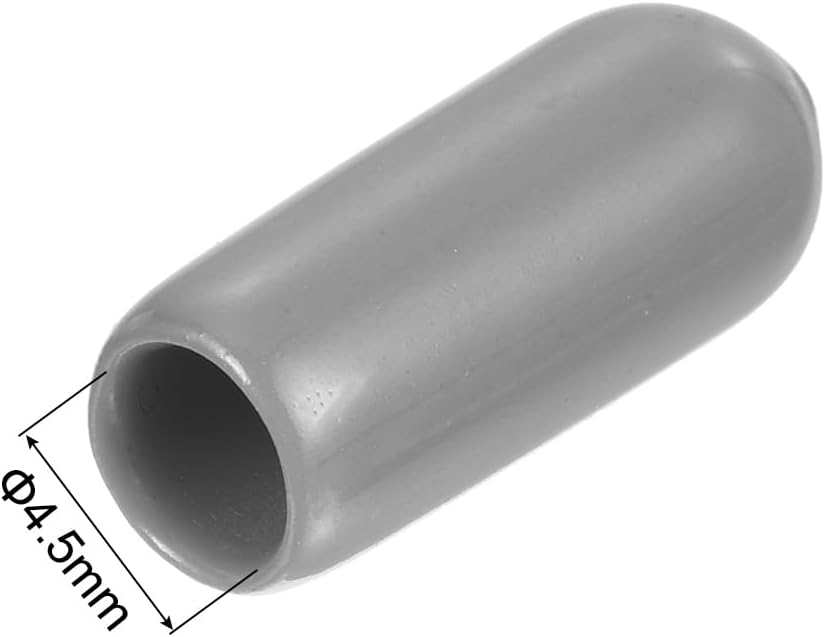 uxcell 20pcs Rubber End Caps Protective Caps 4.5mm ID Vinyl PVC Round Tube Bolt Cap Cover Screw Thread Protectors, Light Grey