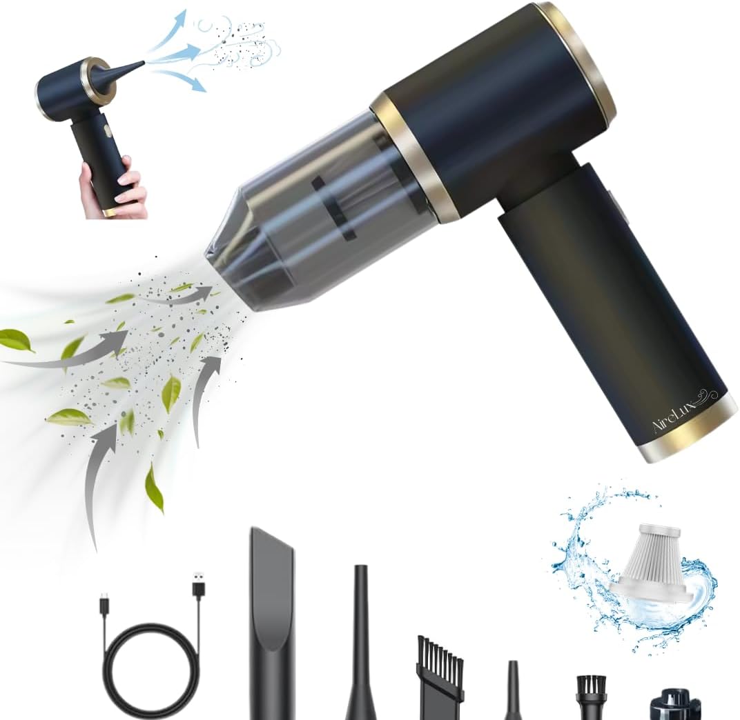 Car Vacuum Handheld 20000 PA 4in1 Cordless Rechargeable Multi-Functional Compact Powerful Suction Brushless Motor Compressed Air Duster Washable HEPA Filter Mini Home Office Pet Gift Men Women