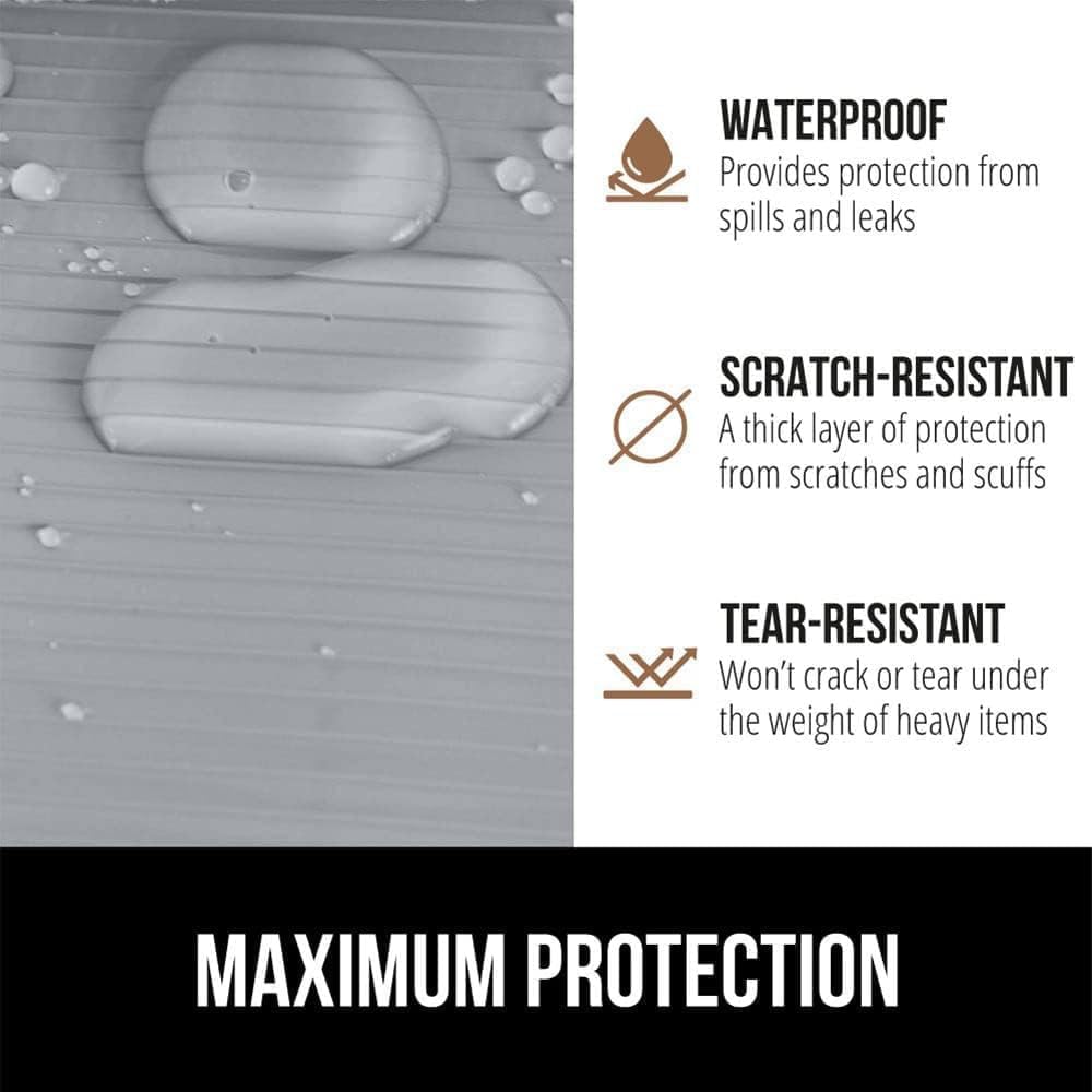 GORILLA GRIP DuraGuard Shelf Liner, 17.5x30 Non-Adhesive Cabinet Liners for Kitchen Drawers, Shelves, Refrigerator, Pantry Storage, Bathroom Closet, Durable Waterproof BPA Free Ribbed Plastic, Lt Gray