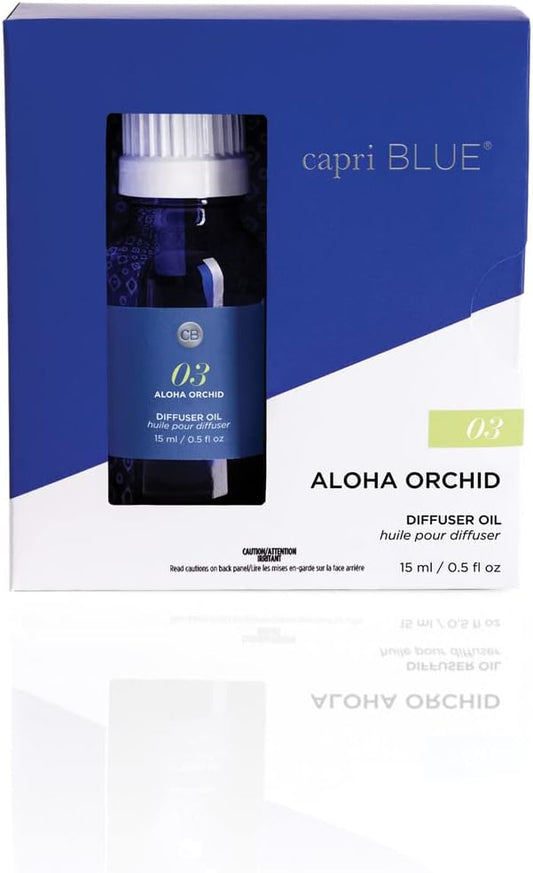 Capri Blue Diffuser Oil Refill - Premium Fragrance Oil - Use with Electric or Ultrasonic Diffusers for Home - Long Lasting Floral Scent (Aloha Orchid, 0.5 fl oz)